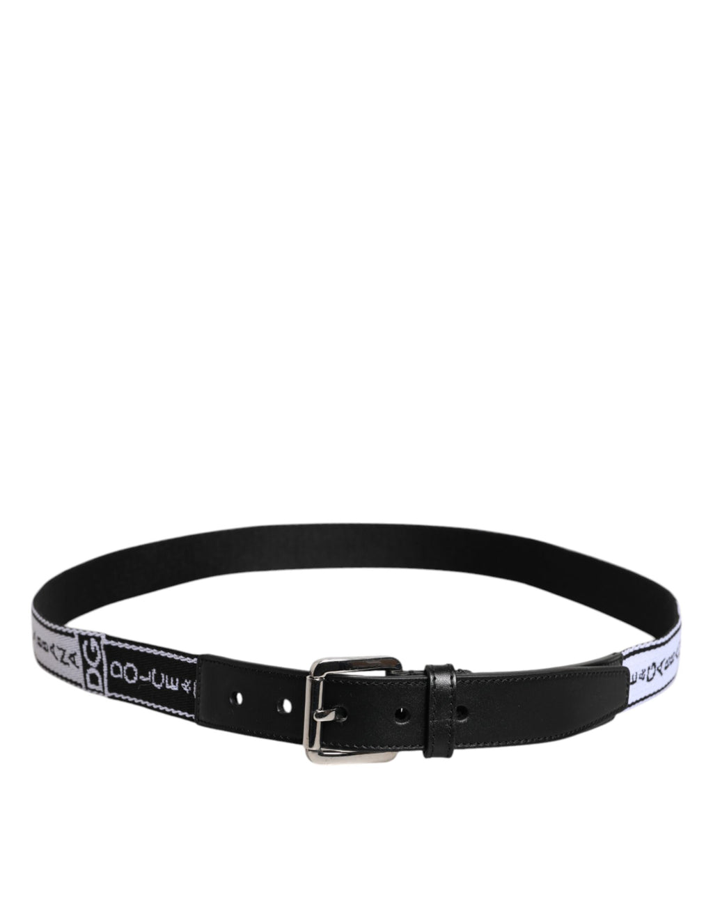 Ceinture à boucle en métal avec logo imprimé noir et blanc Dolce &amp; Gabbana