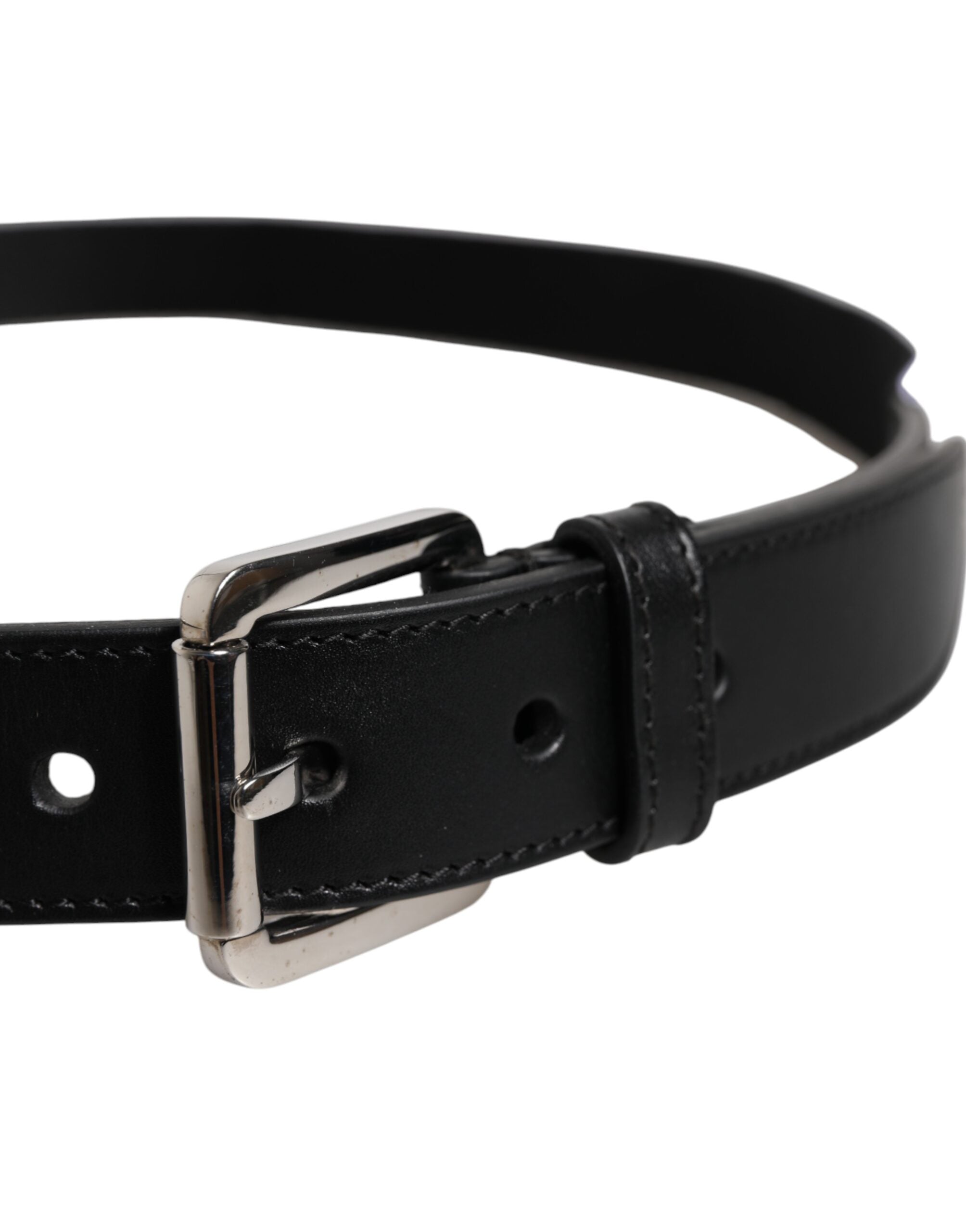 Ceinture à boucle en métal avec logo imprimé noir et blanc Dolce &amp; Gabbana