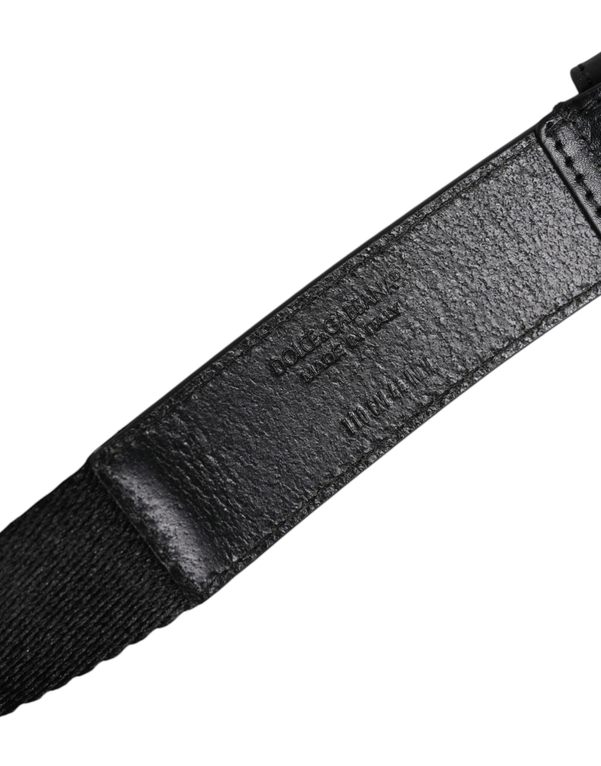 Ceinture à boucle en métal avec logo imprimé noir et blanc Dolce &amp; Gabbana