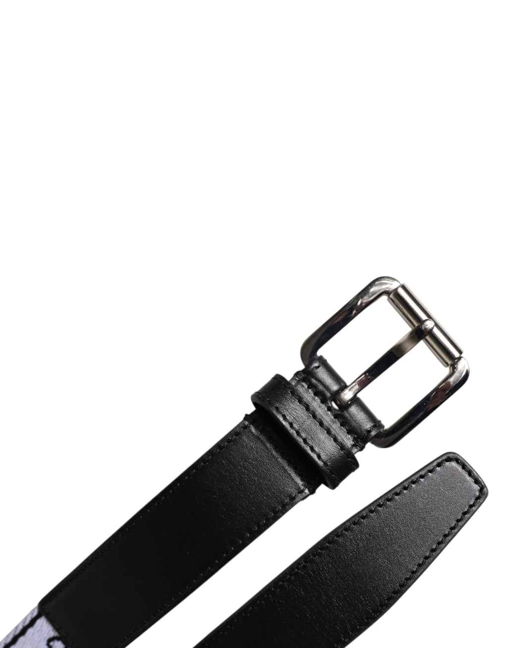 Ceinture à boucle en métal avec logo imprimé noir et blanc Dolce &amp; Gabbana