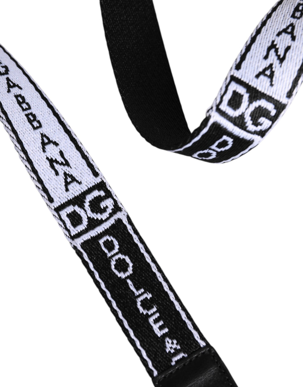 Ceinture à boucle en métal avec logo imprimé noir et blanc Dolce &amp; Gabbana