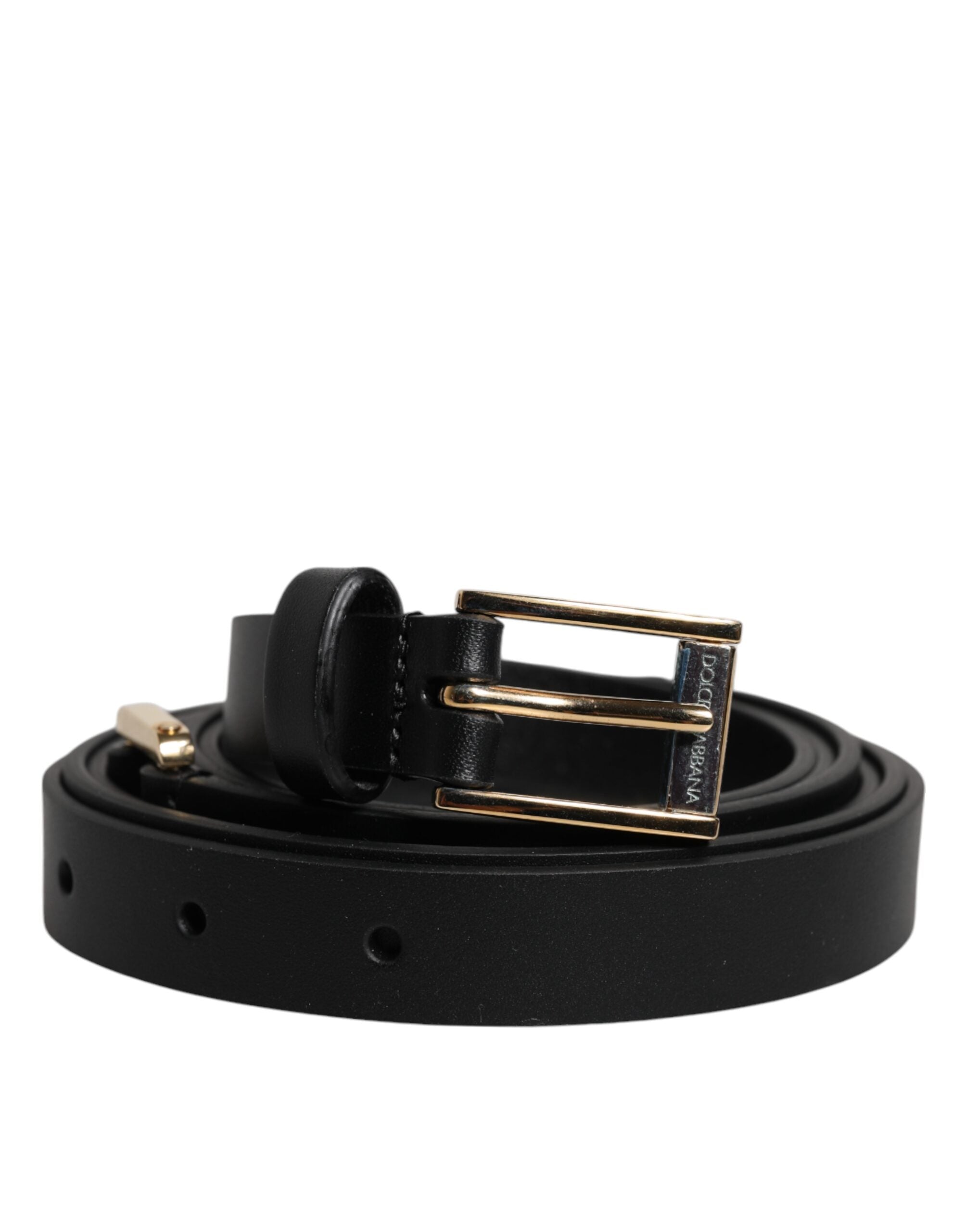 Ceinture classique en cuir de veau noir Dolce &amp; Gabbana avec boucle en métal et logo