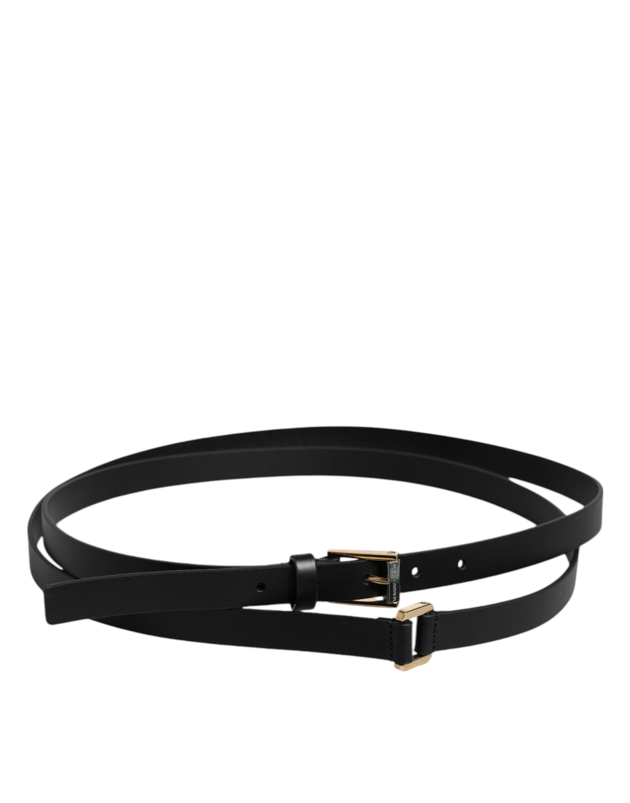 Ceinture classique en cuir de veau noir Dolce &amp; Gabbana avec boucle en métal et logo