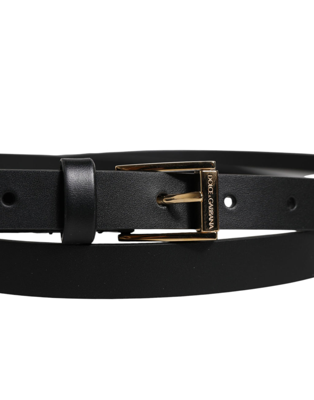 Ceinture classique en cuir de veau noir Dolce &amp; Gabbana avec boucle en métal et logo