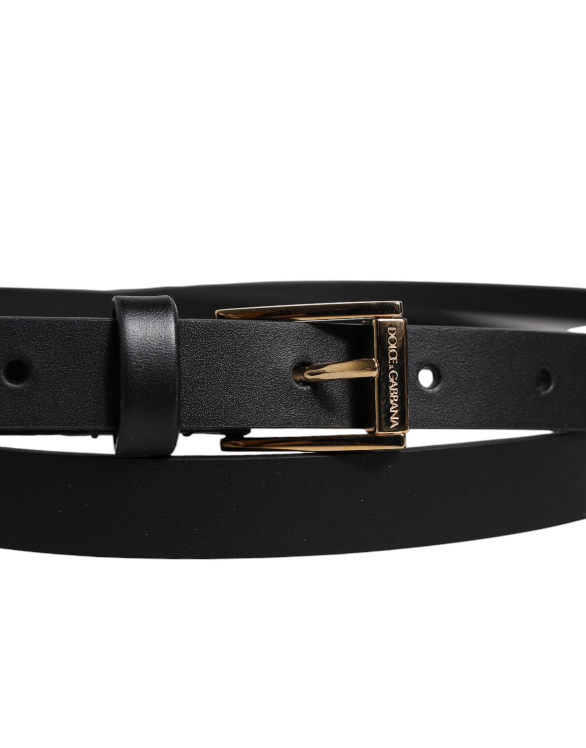 Ceinture classique en cuir de veau noir Dolce &amp; Gabbana avec boucle en métal et logo
