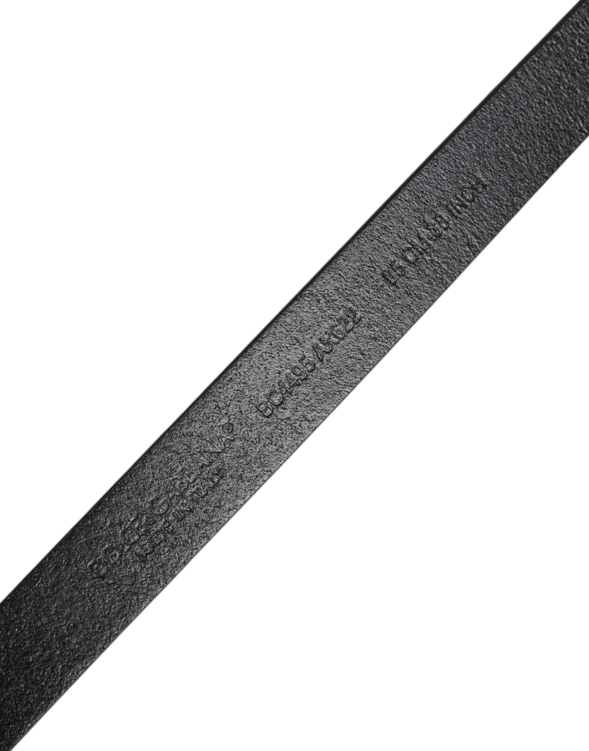 Ceinture classique en cuir de veau noir Dolce &amp; Gabbana avec boucle en métal et logo
