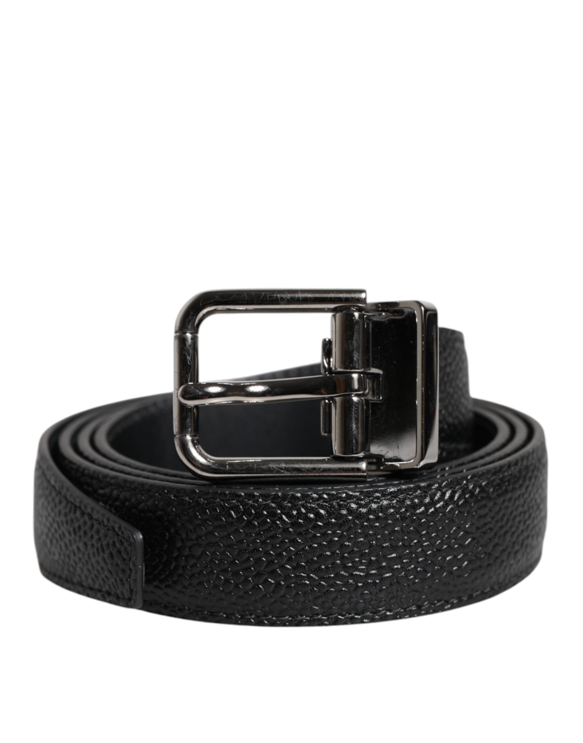 Ceinture classique à boucle métallique en cuir de veau noir Dolce &amp; Gabbana