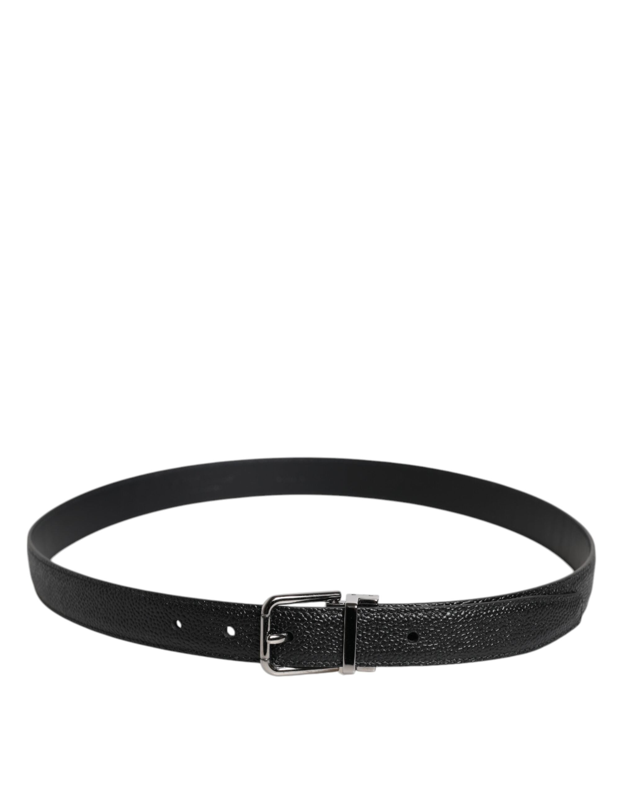Ceinture classique à boucle métallique en cuir de veau noir Dolce &amp; Gabbana