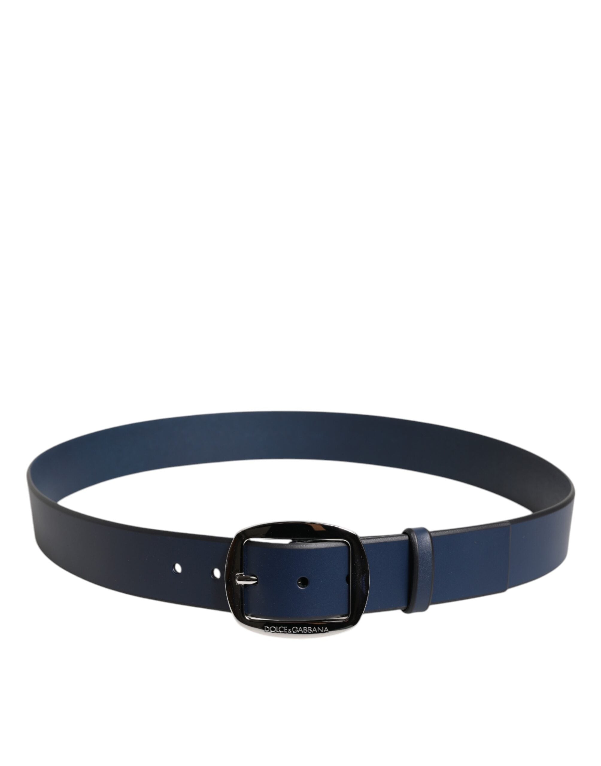 Ceinture classique à boucle métallique en cuir de veau bleu Dolce &amp; Gabbana