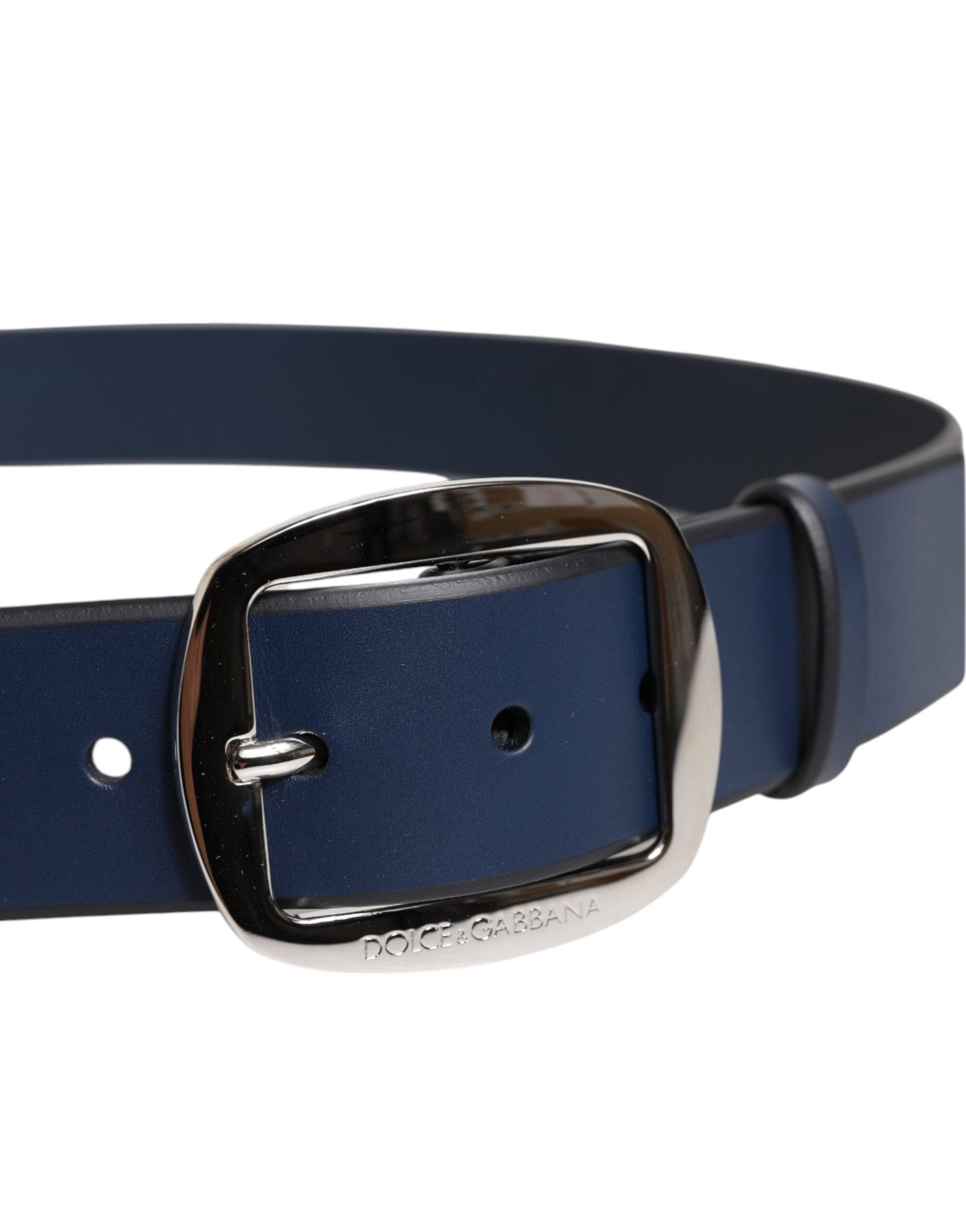 Ceinture classique à boucle métallique en cuir de veau bleu Dolce &amp; Gabbana