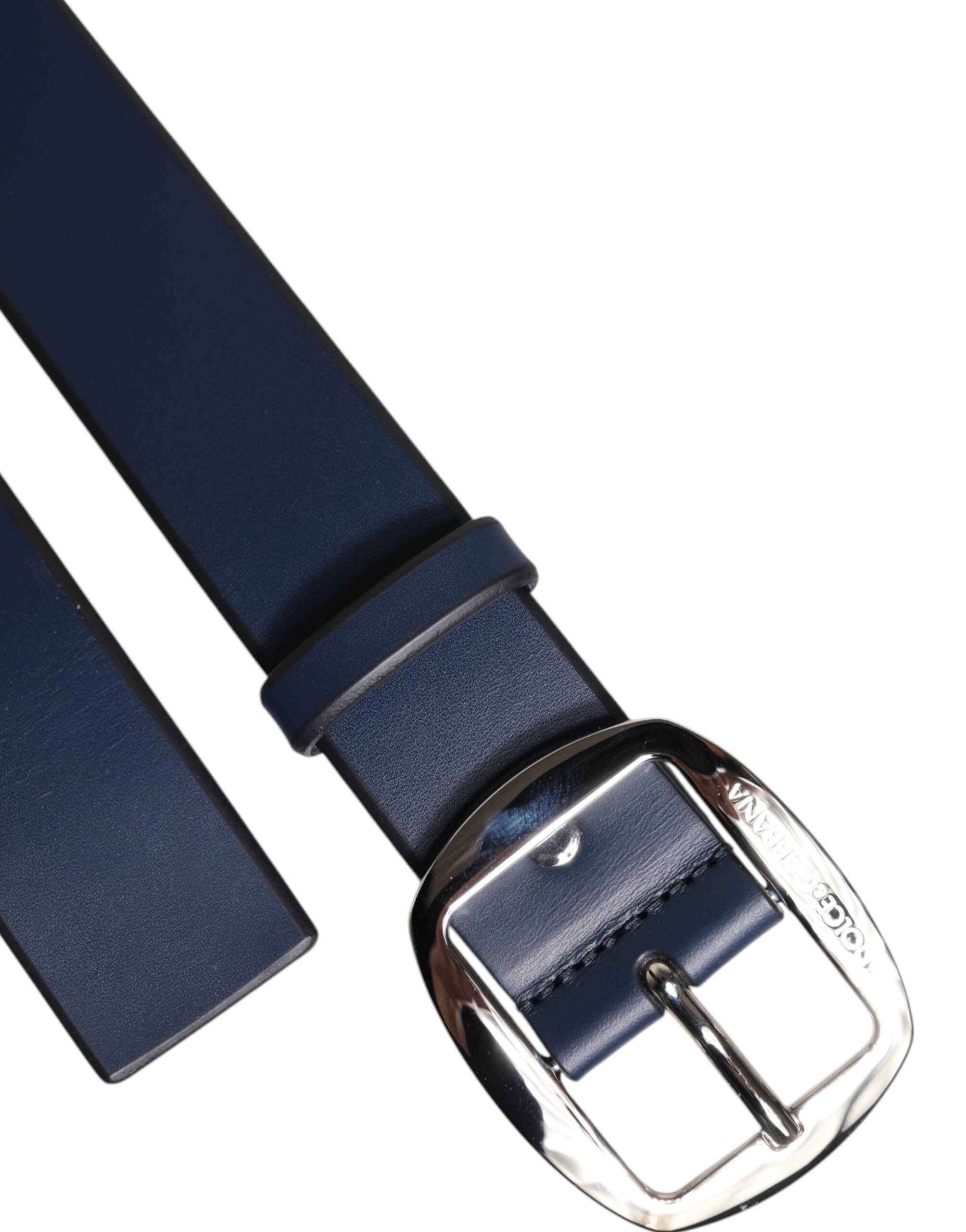Ceinture classique à boucle métallique en cuir de veau bleu Dolce &amp; Gabbana