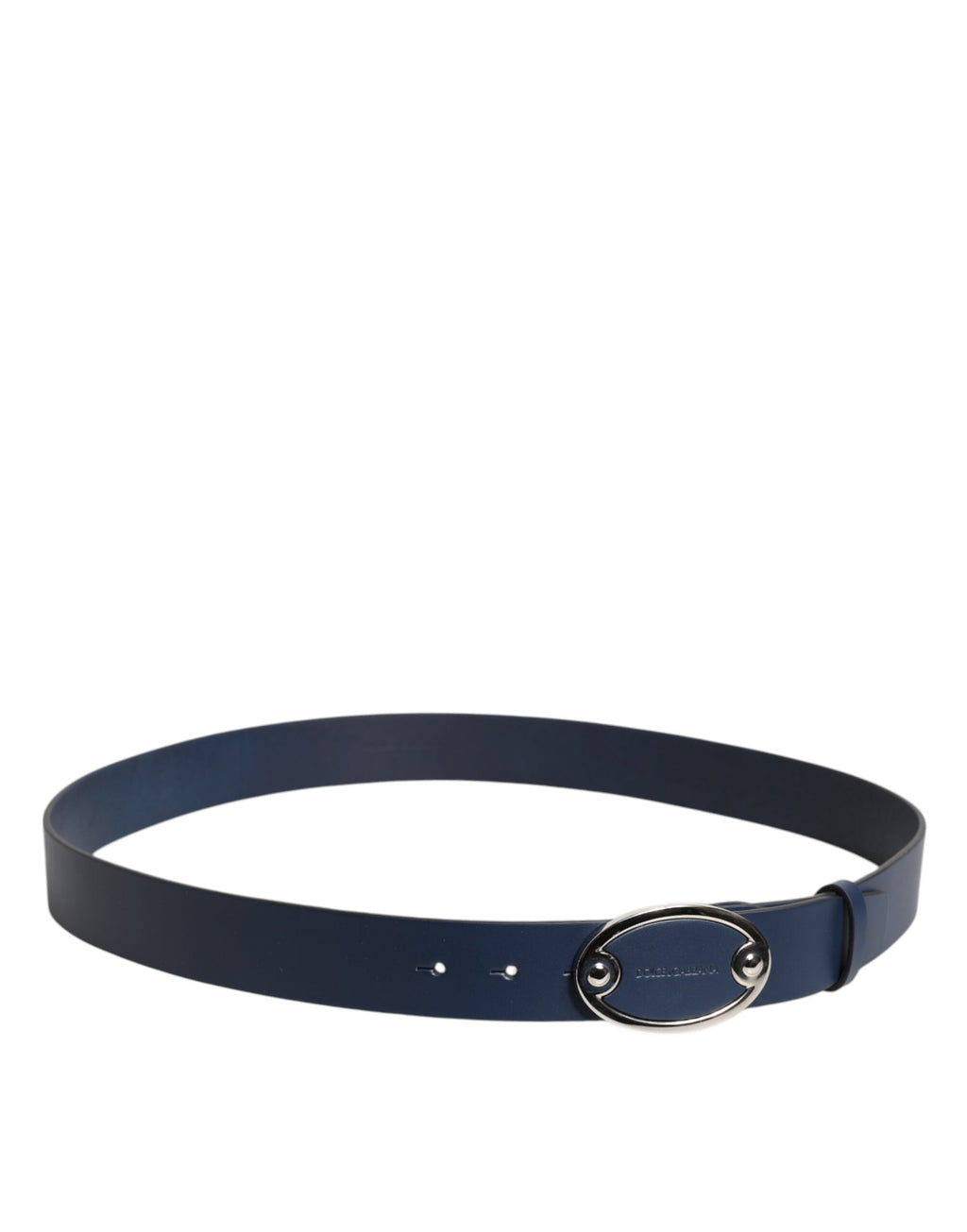 Ceinture classique en cuir bleu Dolce &amp; Gabbana avec boucle en métal et logo