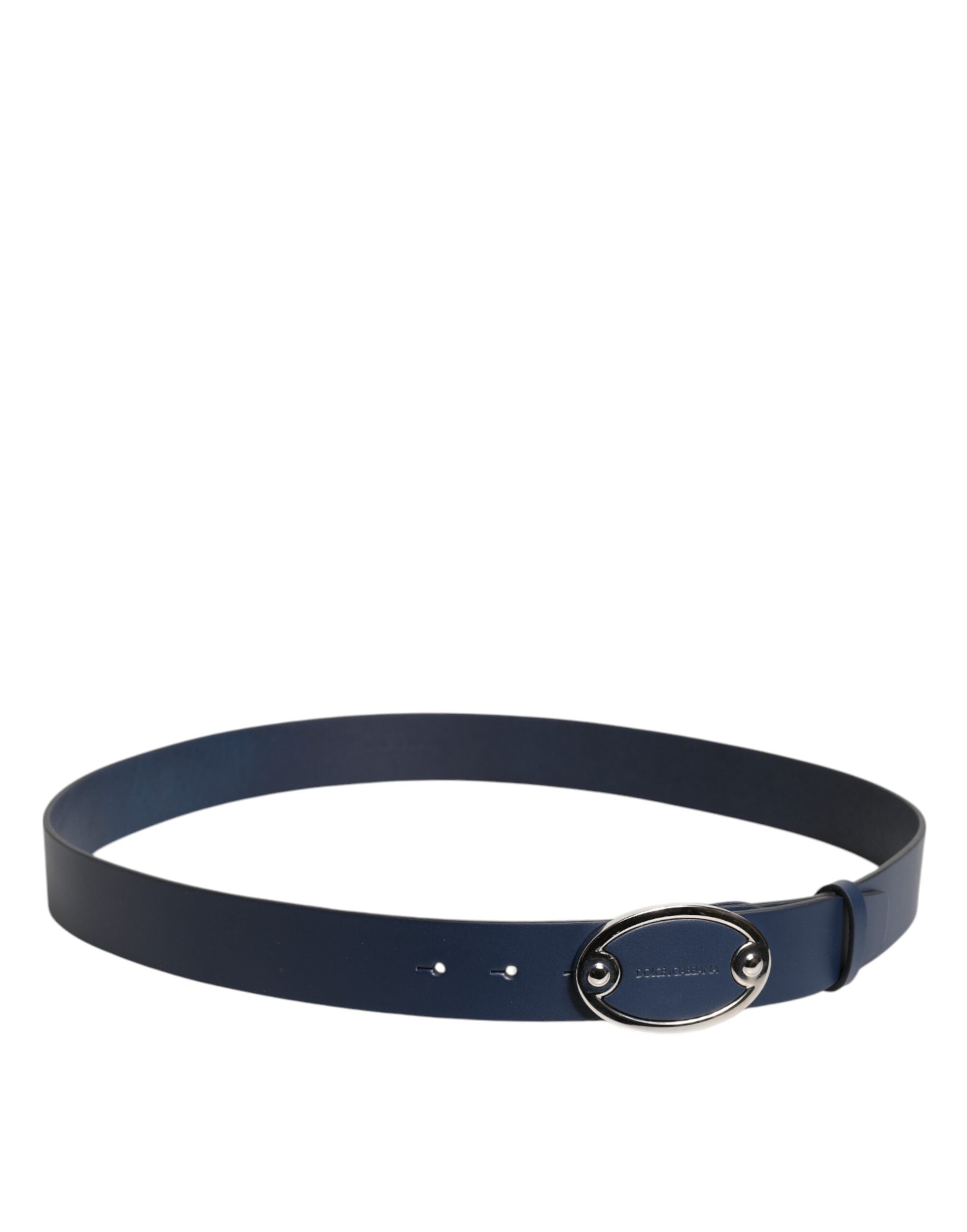 Ceinture classique en cuir bleu Dolce &amp; Gabbana avec boucle en métal et logo