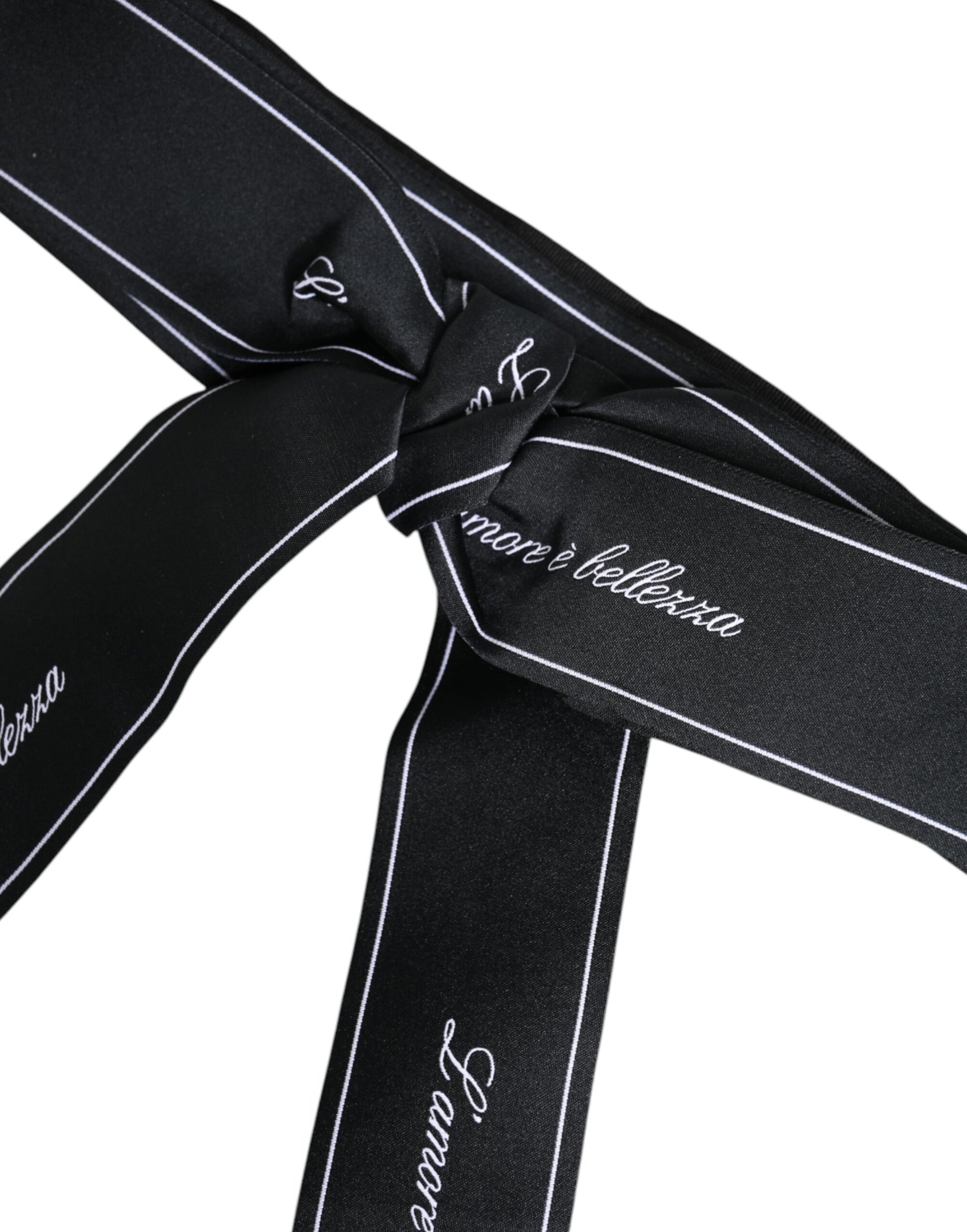 Dolce &amp; Gabbana – Schwarzer Taillengürtel mit breiter Schleife und Logo