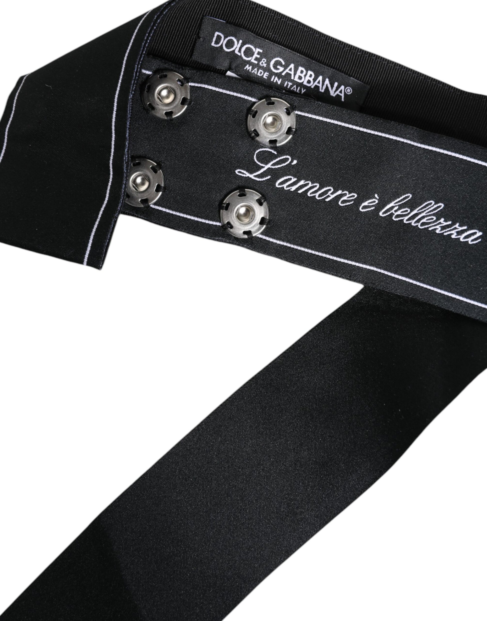 Dolce &amp; Gabbana – Schwarzer Taillengürtel mit breiter Schleife und Logo