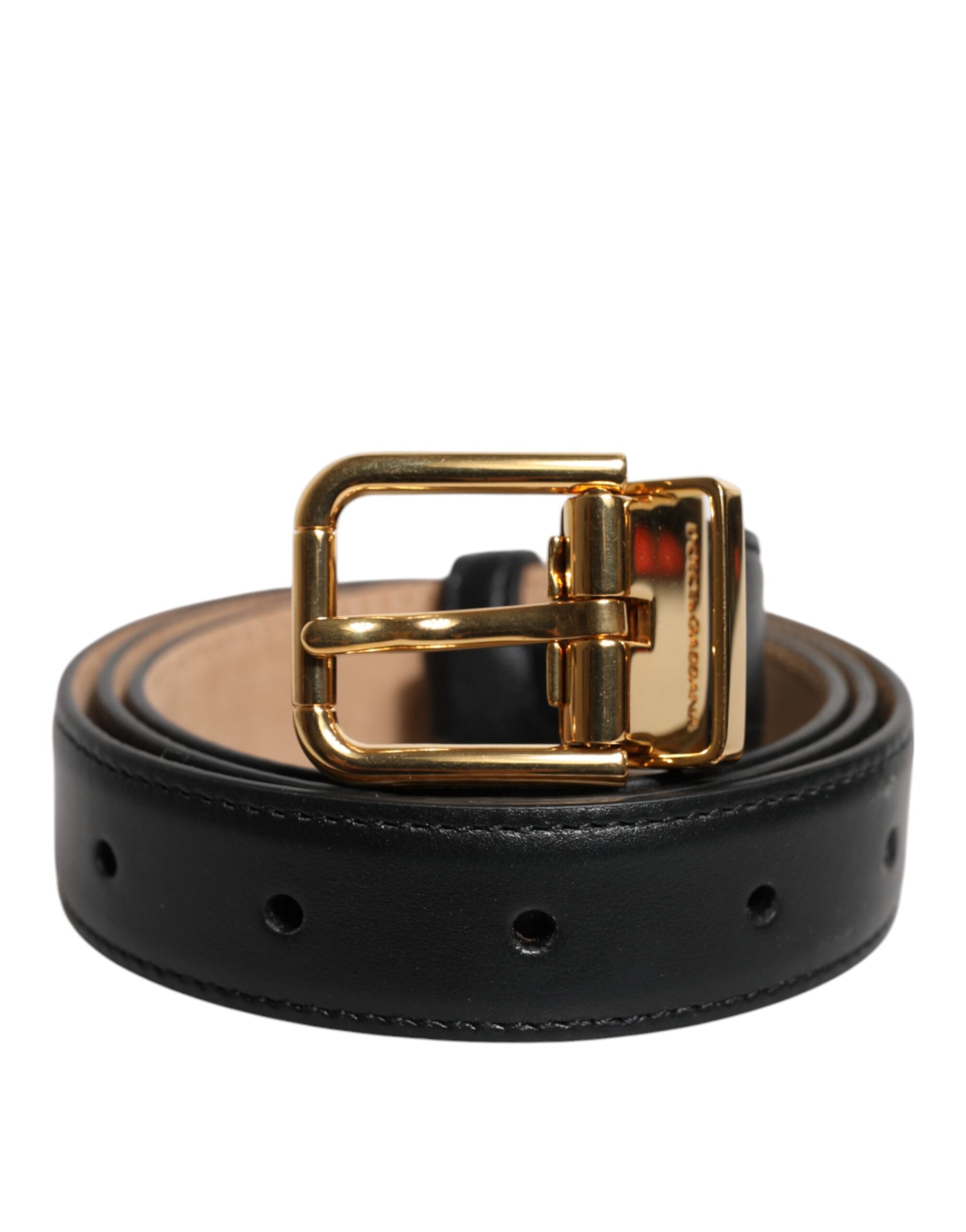 Dolce &amp; Gabbana – Schwarzer Ledergürtel mit Metallschnalle und Logo