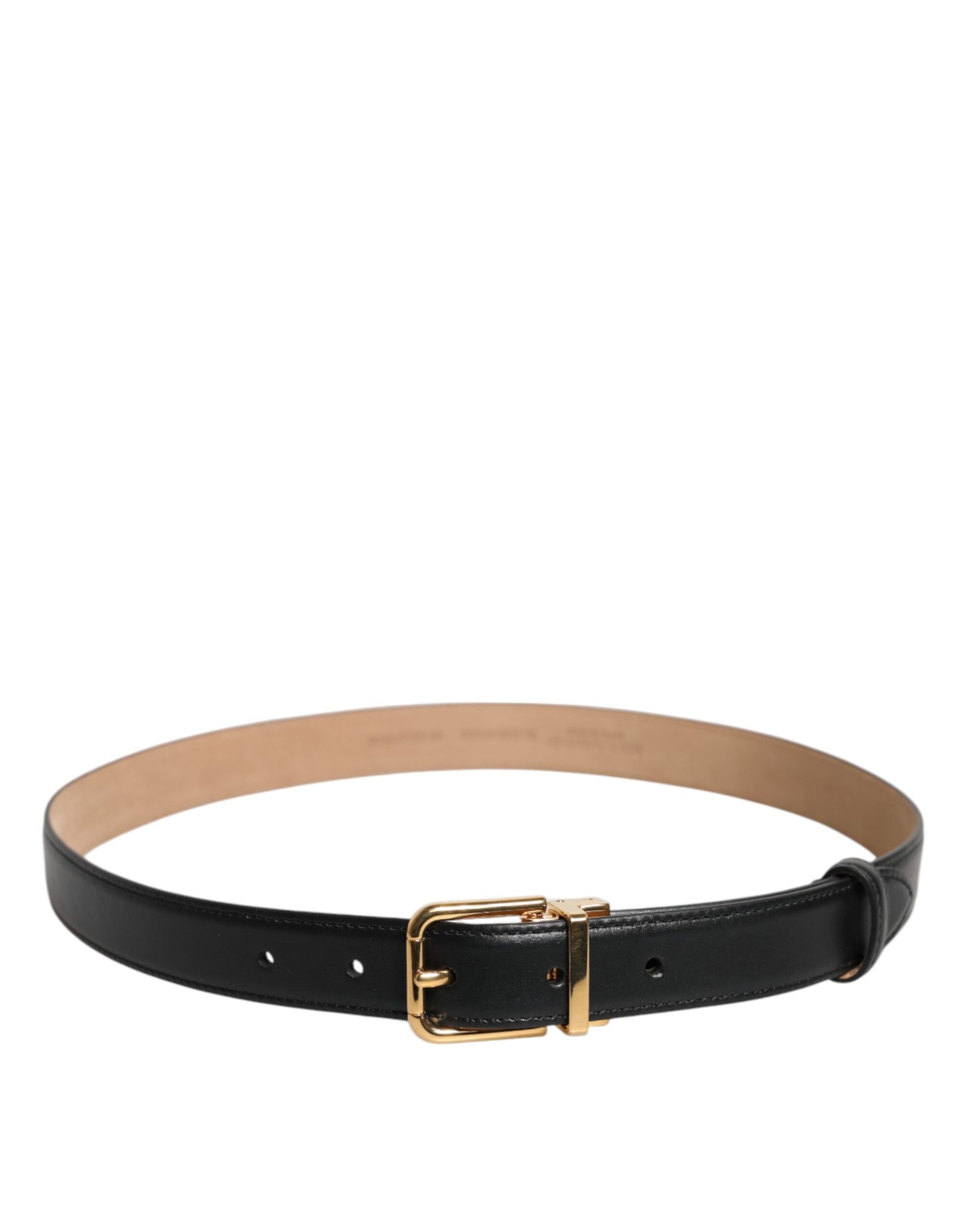 Dolce &amp; Gabbana – Schwarzer Ledergürtel mit Metallschnalle und Logo