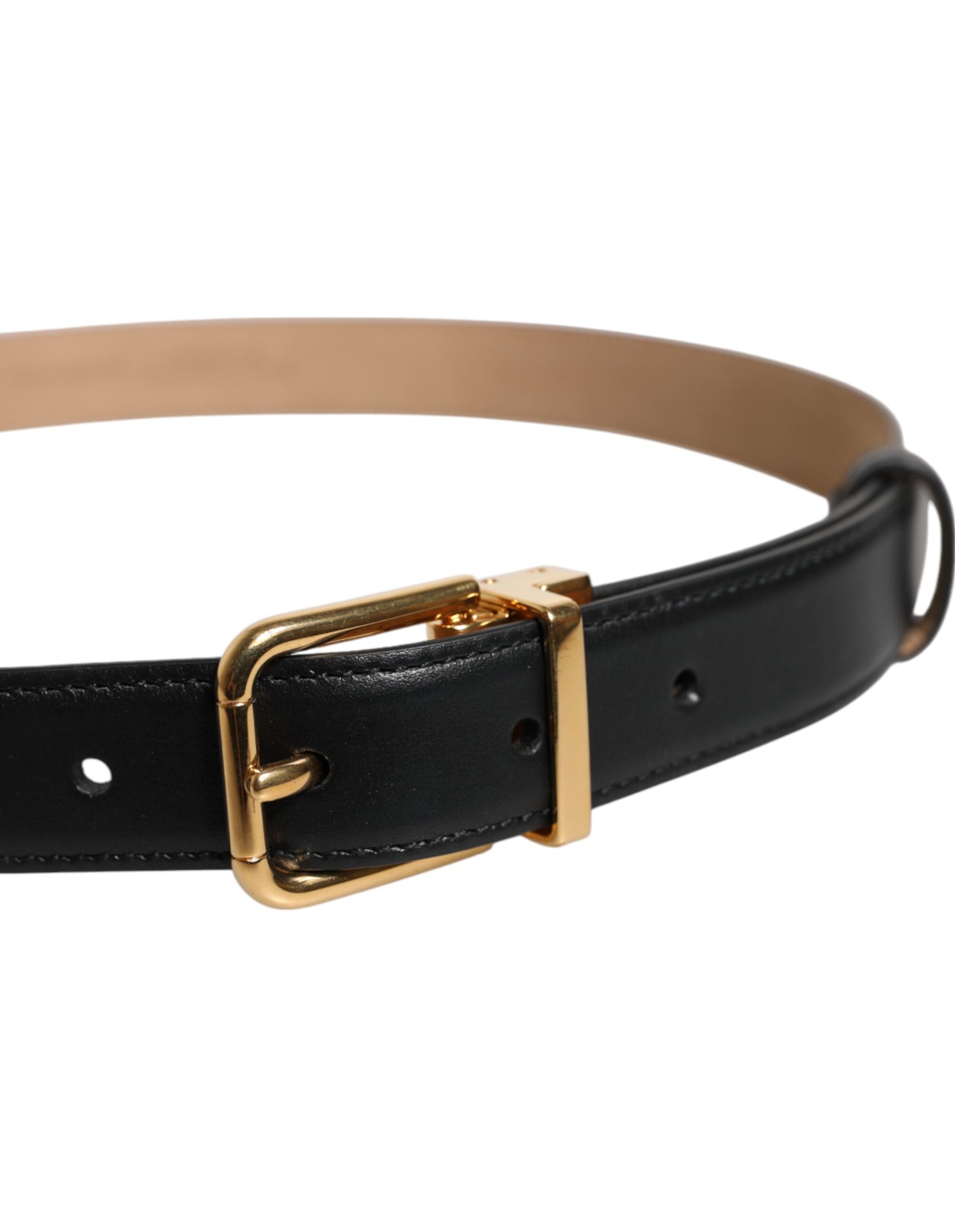 Dolce &amp; Gabbana – Schwarzer Ledergürtel mit Metallschnalle und Logo