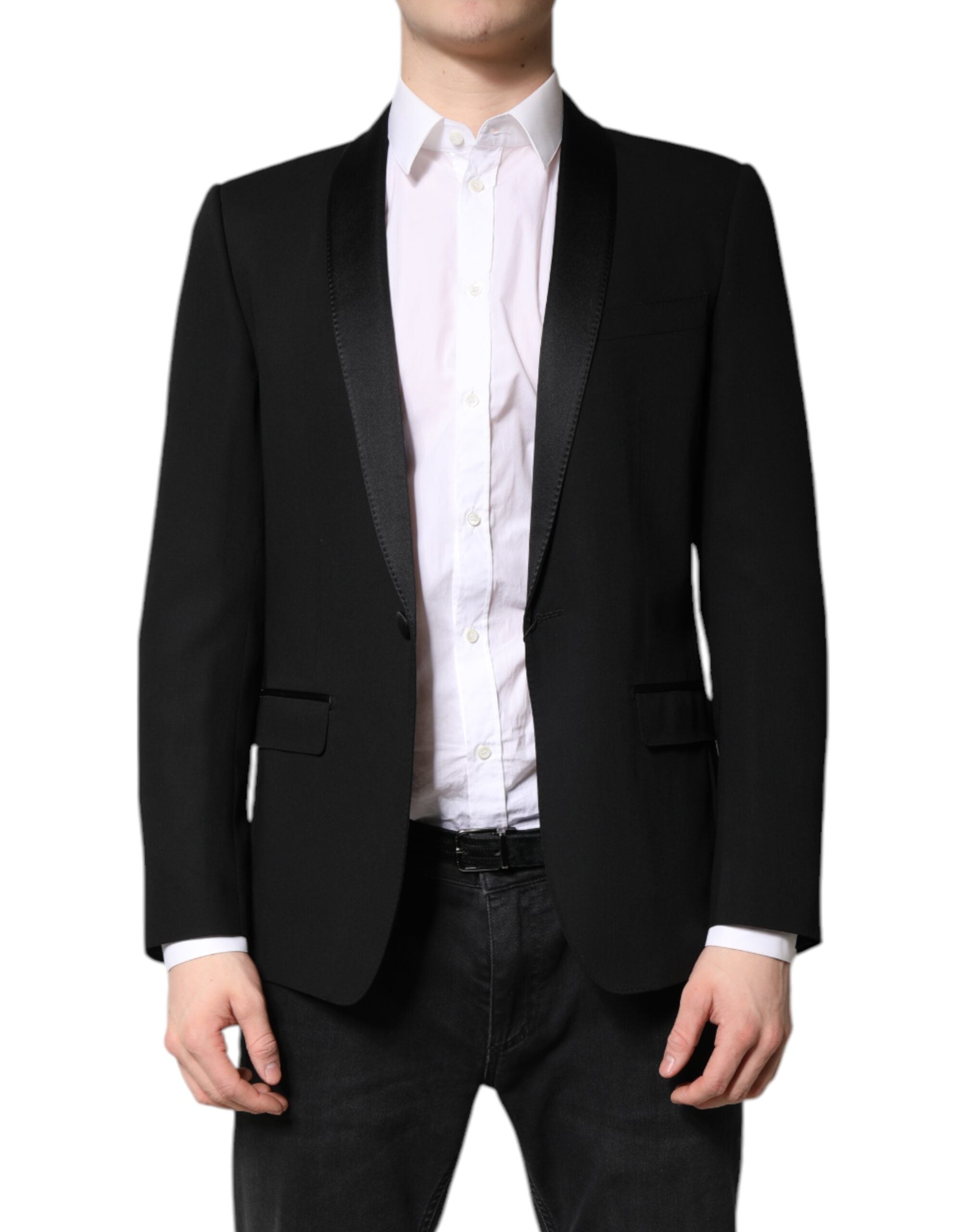 Manteau noir à simple boutonnage pour homme Dolce &amp; Gabbana, blazer MARTINI