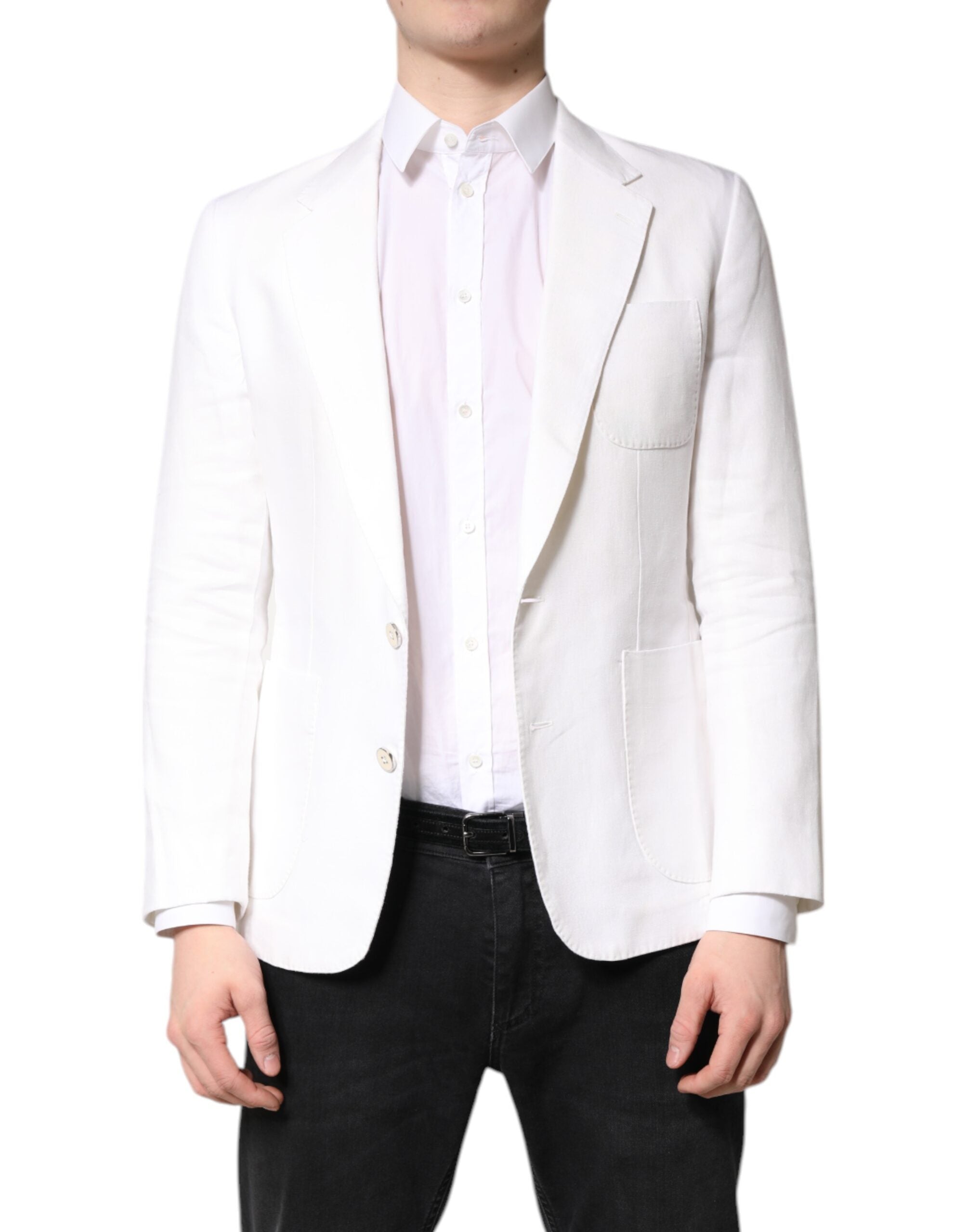 Dolce &amp; Gabbana - Blazer blanc à simple boutonnage pour homme
