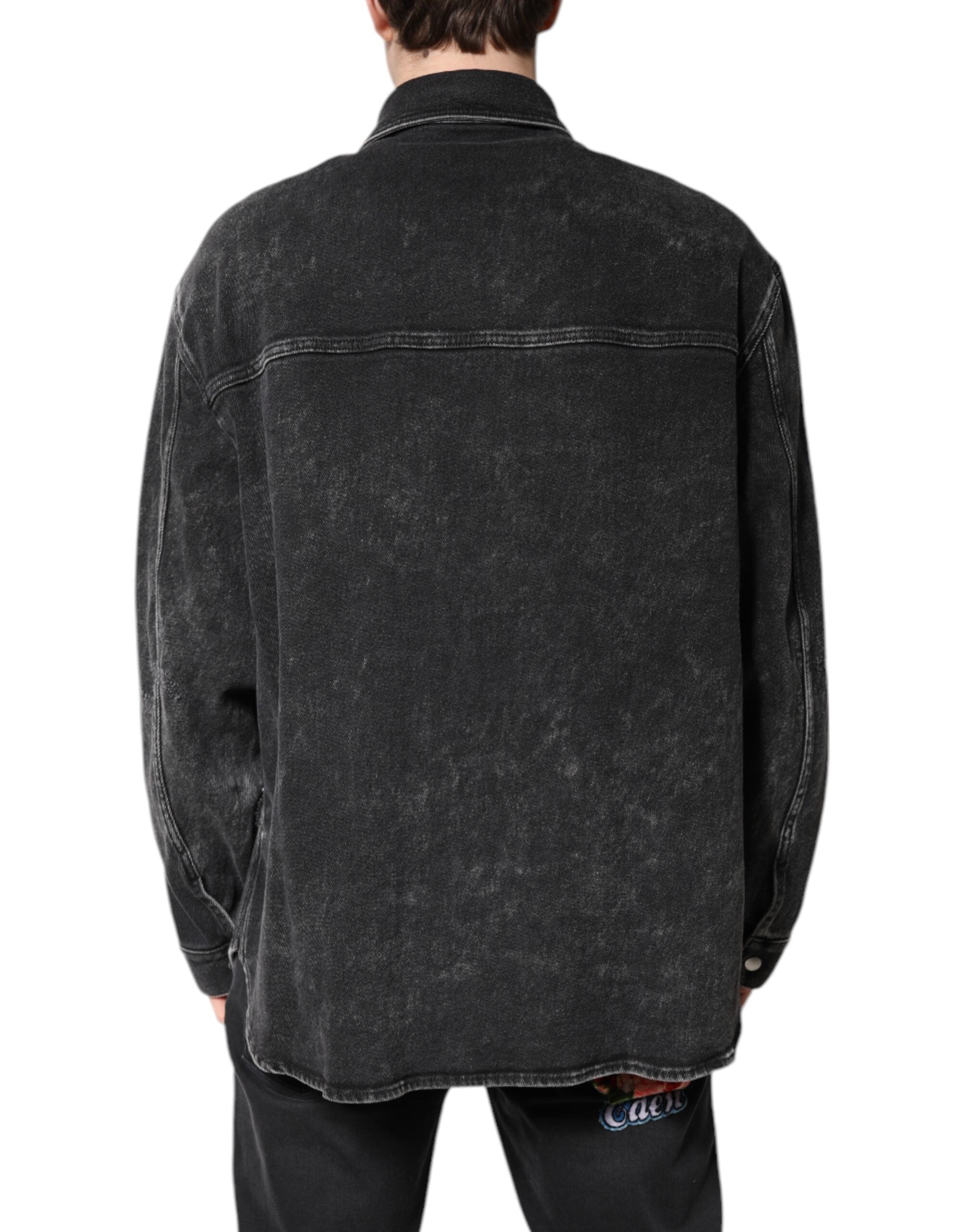 Veste en jean stretch en coton noir avec logo Dolce &amp; Gabbana