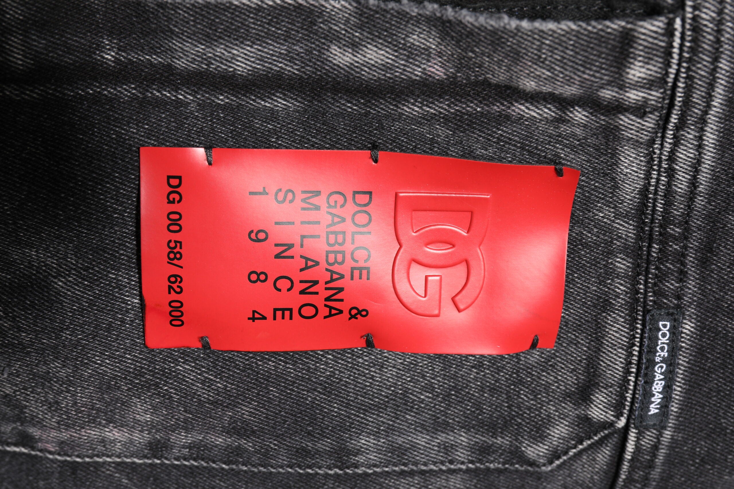 Veste en jean stretch en coton noir avec logo Dolce &amp; Gabbana