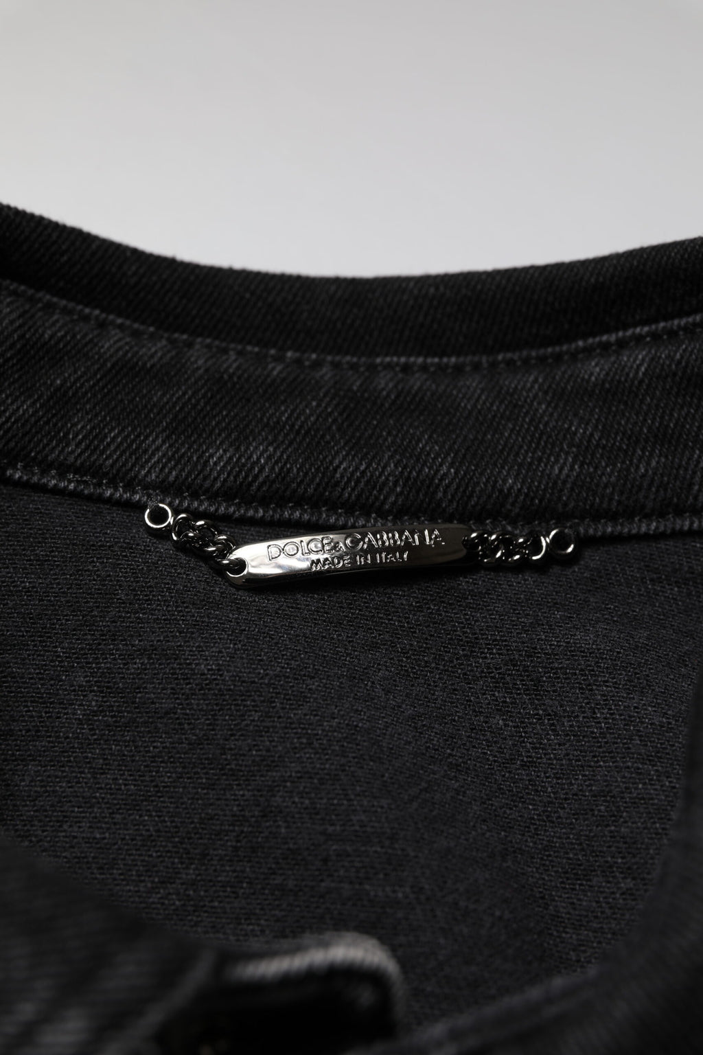 Veste en jean stretch en coton noir avec logo Dolce &amp; Gabbana