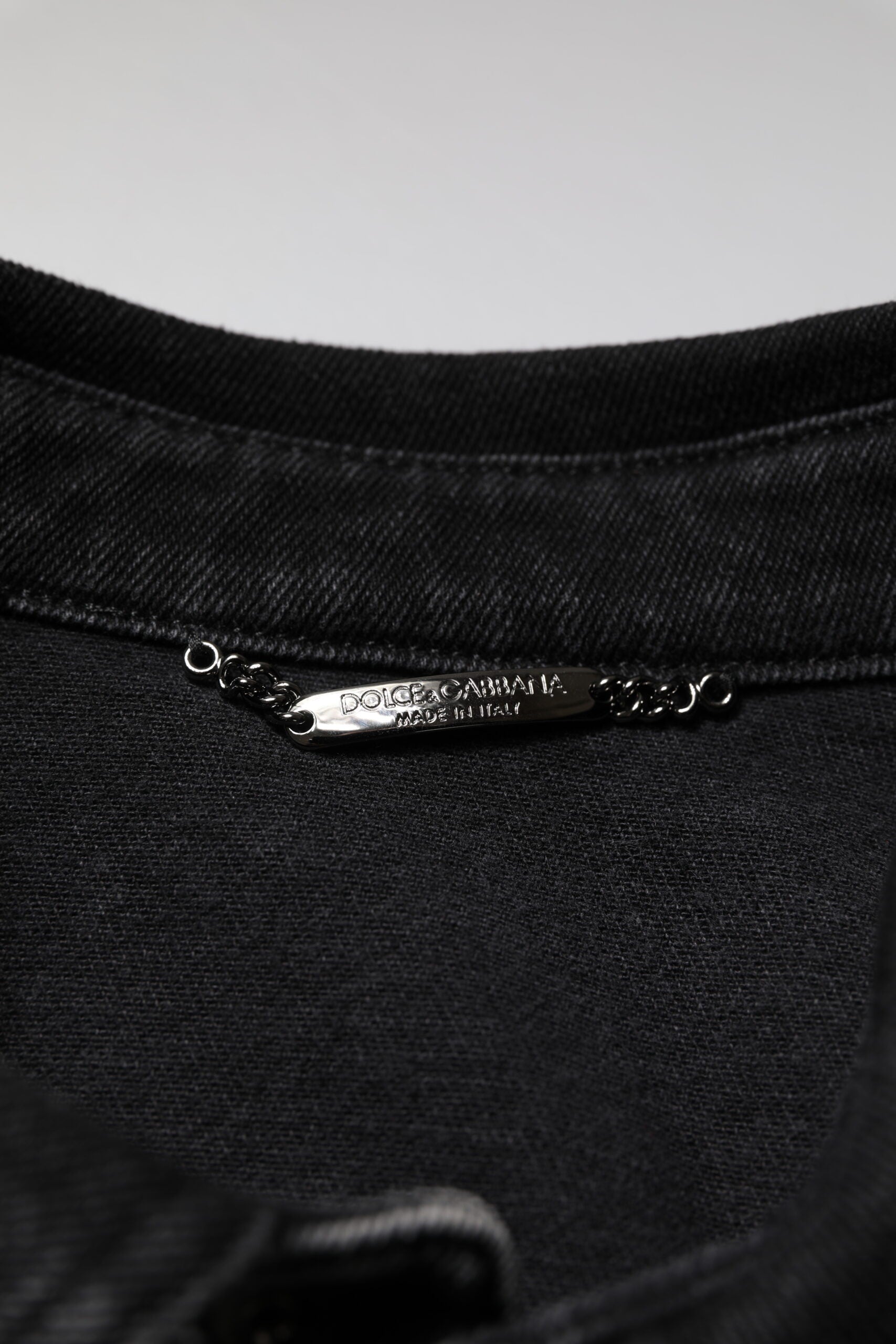 Veste en jean stretch en coton noir avec logo Dolce &amp; Gabbana