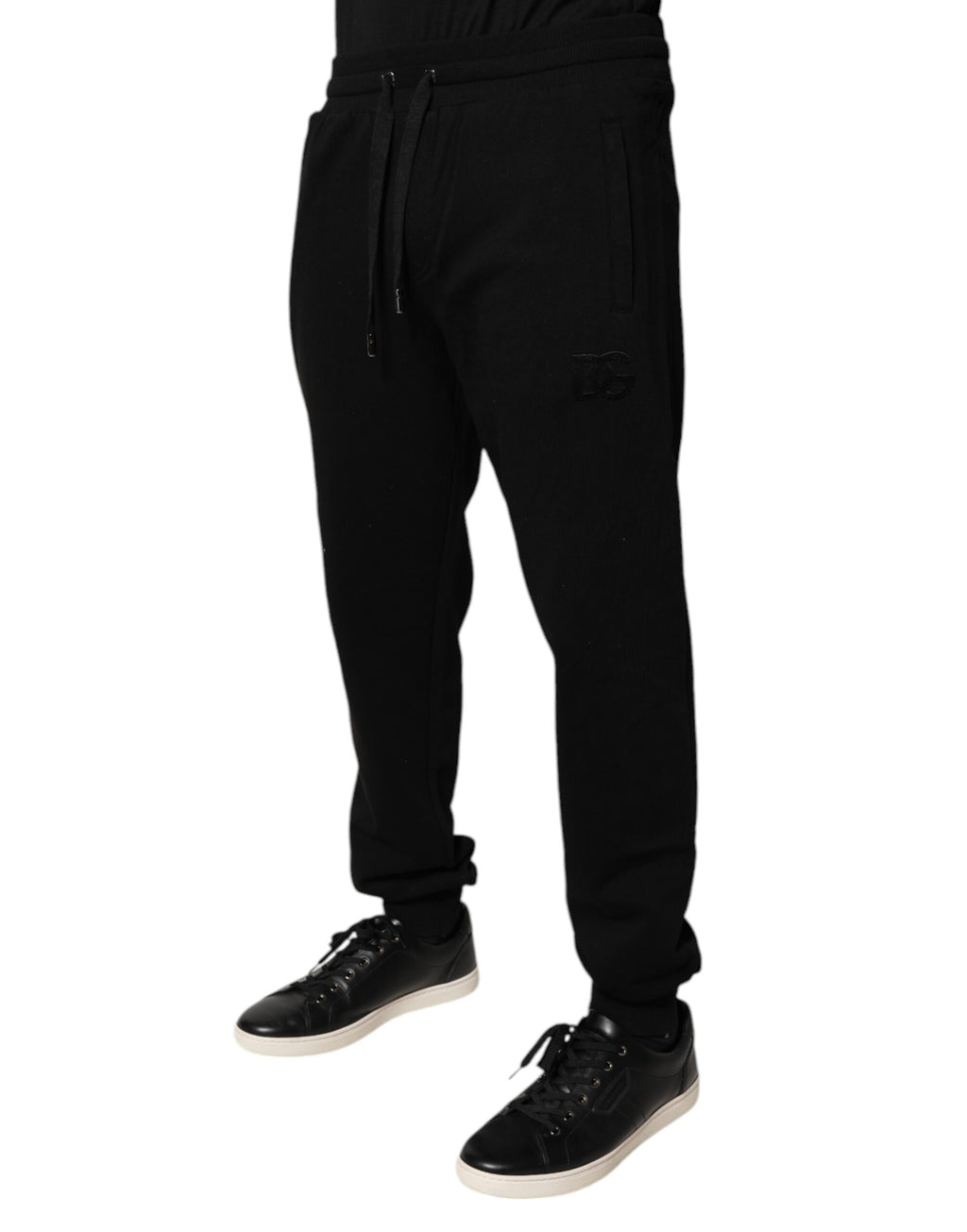 Dolce &amp; Gabbana – Schwarze Jogginghose aus Baumwolle mit mittlerer Taille