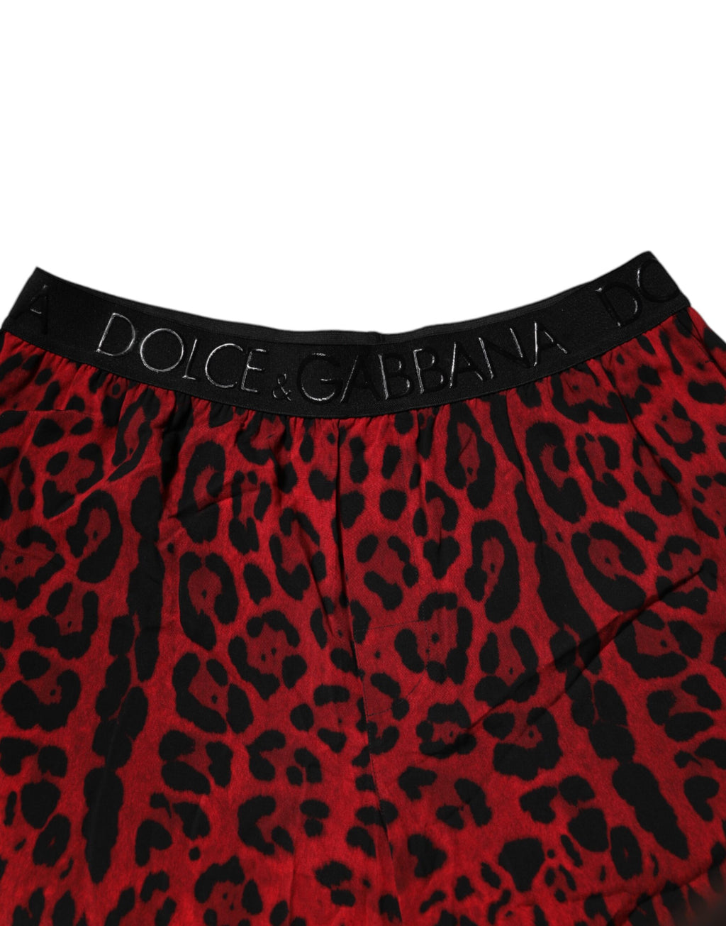 Bermuda en viscose à imprimé léopard rouge Dolce &amp; Gabbana
