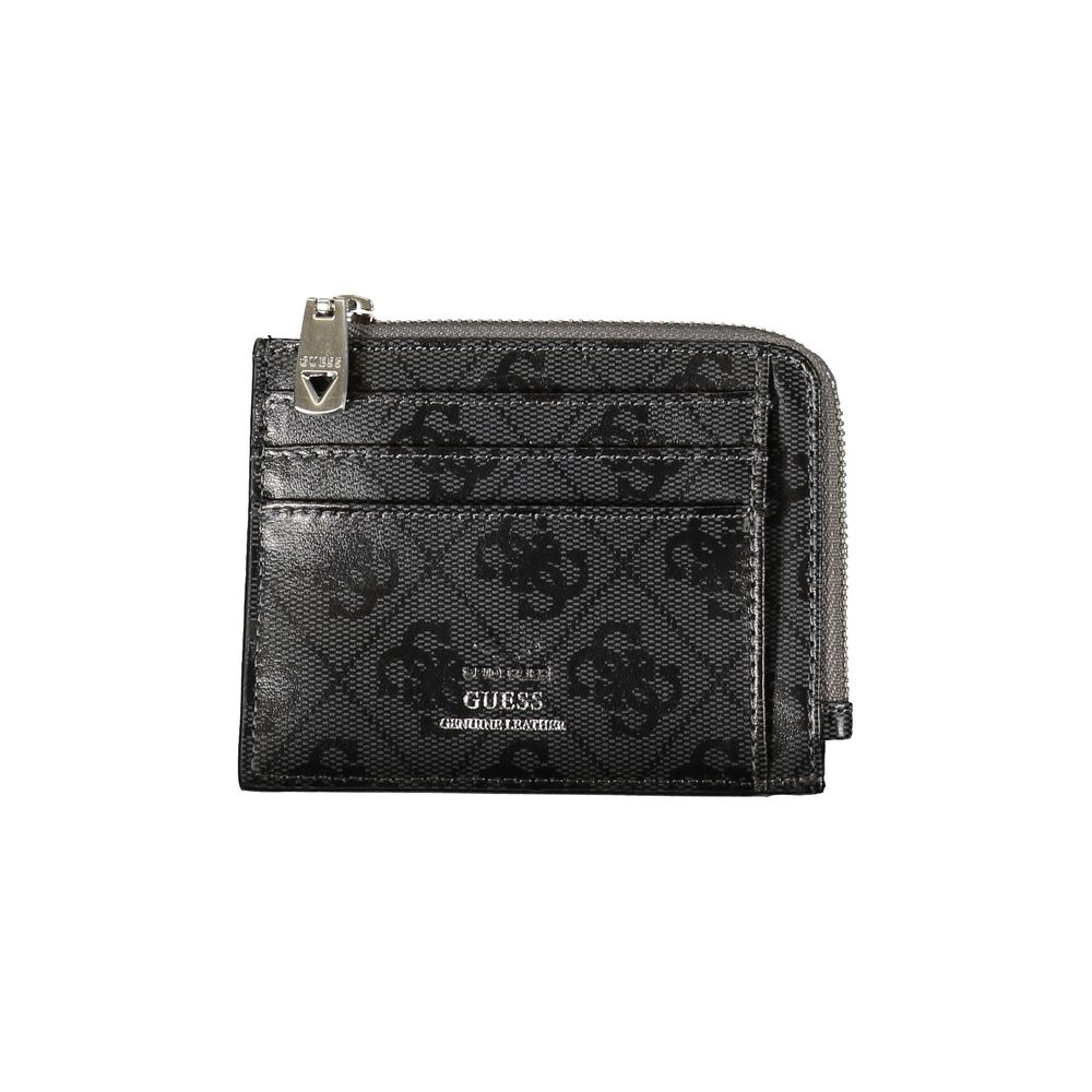 Guess Jeans – Elegante schwarze Lederbrieftasche mit kontrastierenden Akzenten