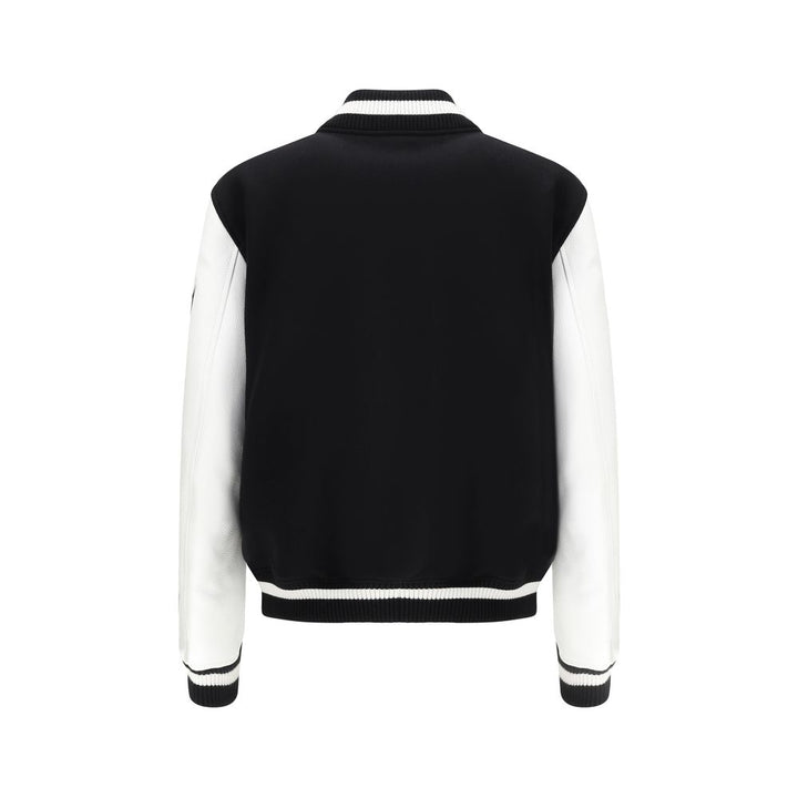Off-White Leather and wool varsity Bomber