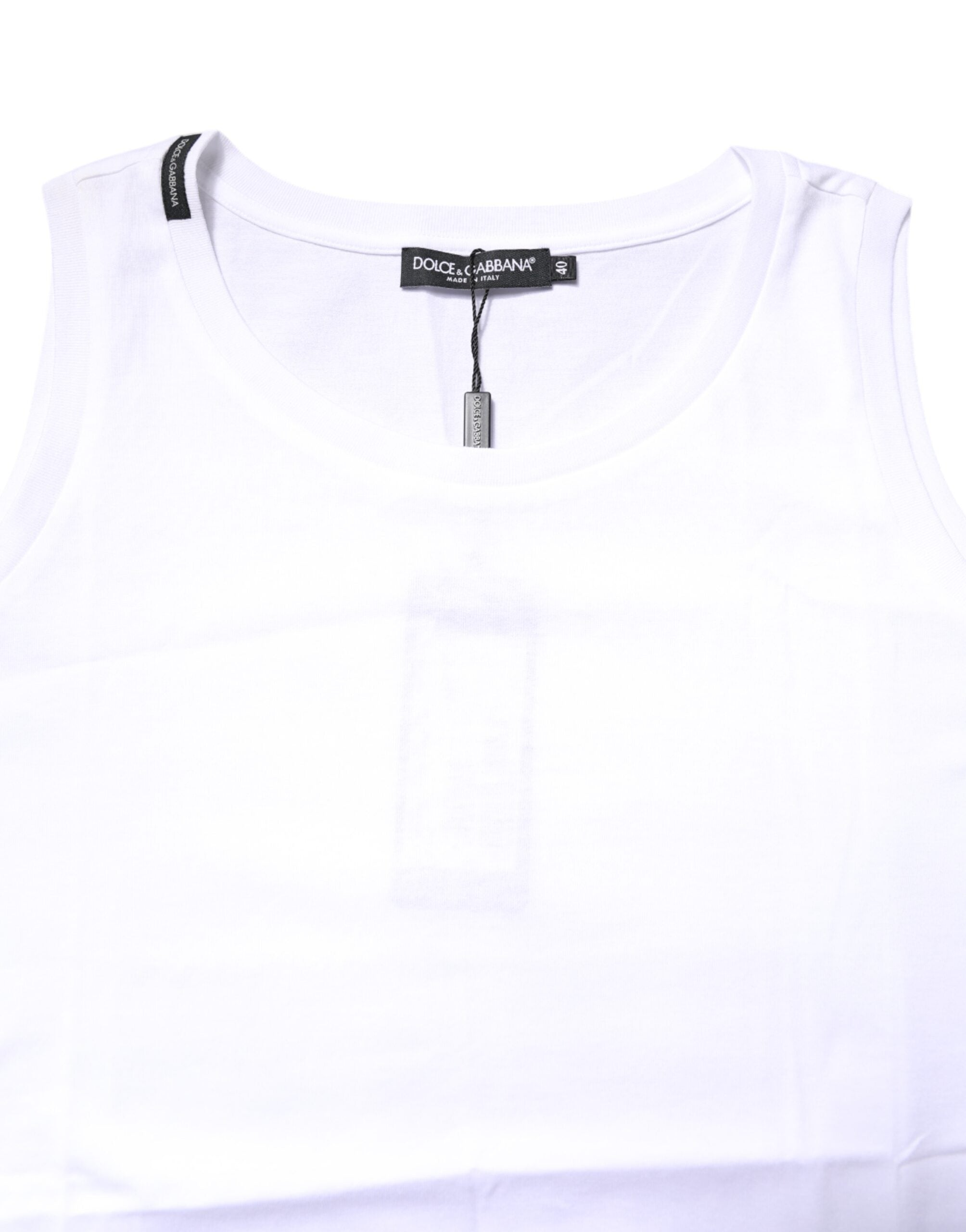 T-shirt ras du cou sans manches en coton blanc Dolce &amp; Gabbana