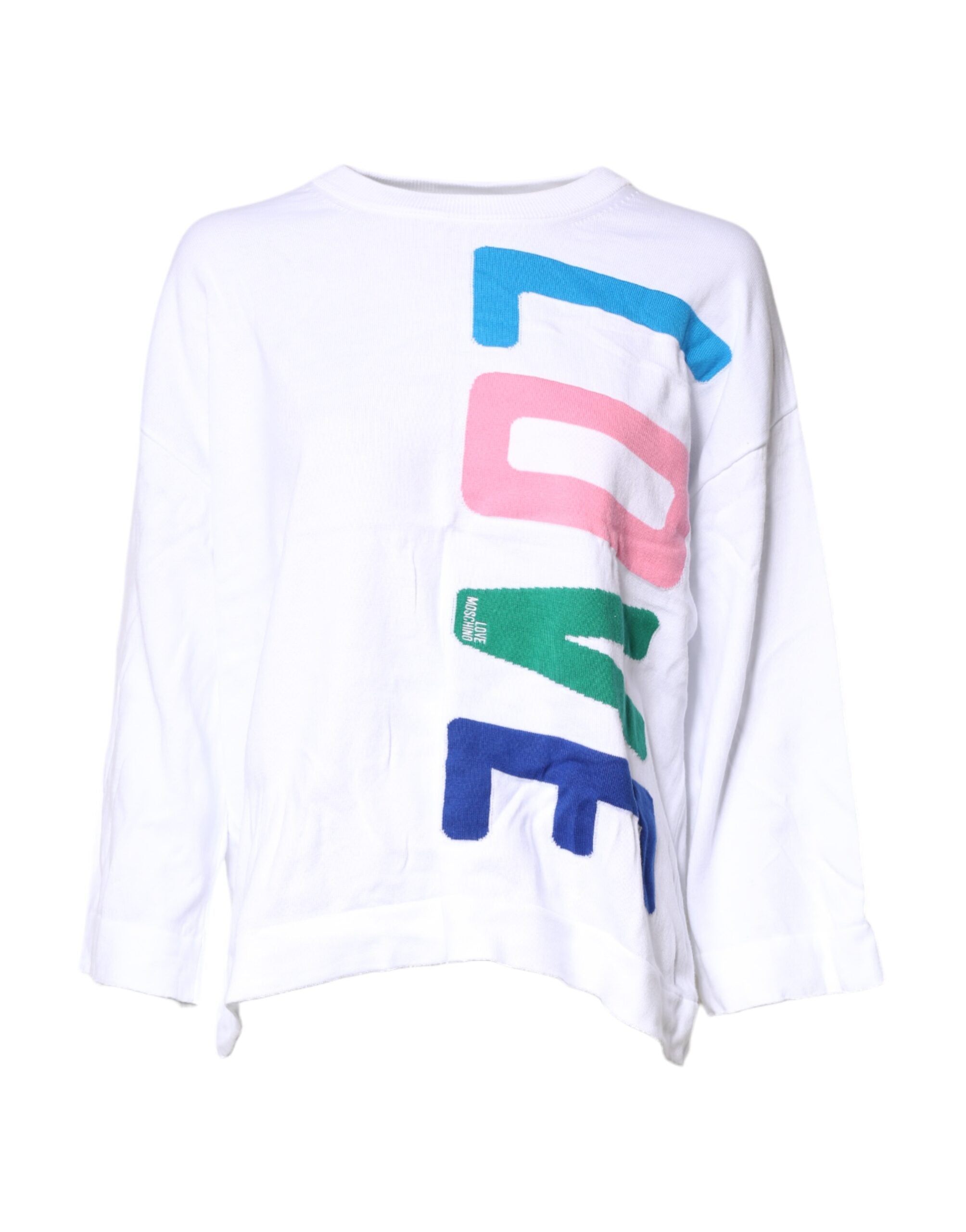 T-shirt manches longues en coton blanc à imprimé graphique Love Moschino