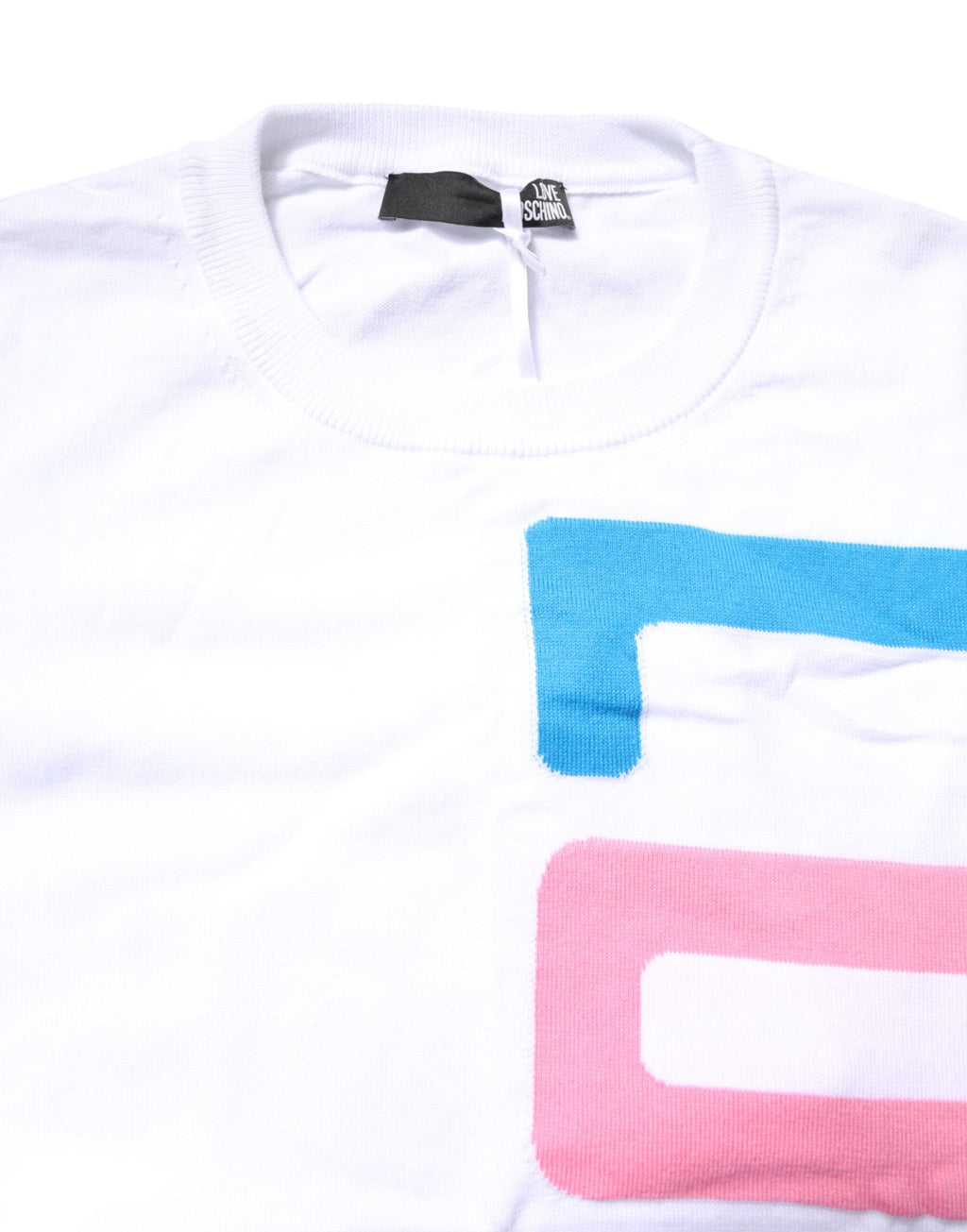 T-shirt manches longues en coton blanc à imprimé graphique Love Moschino