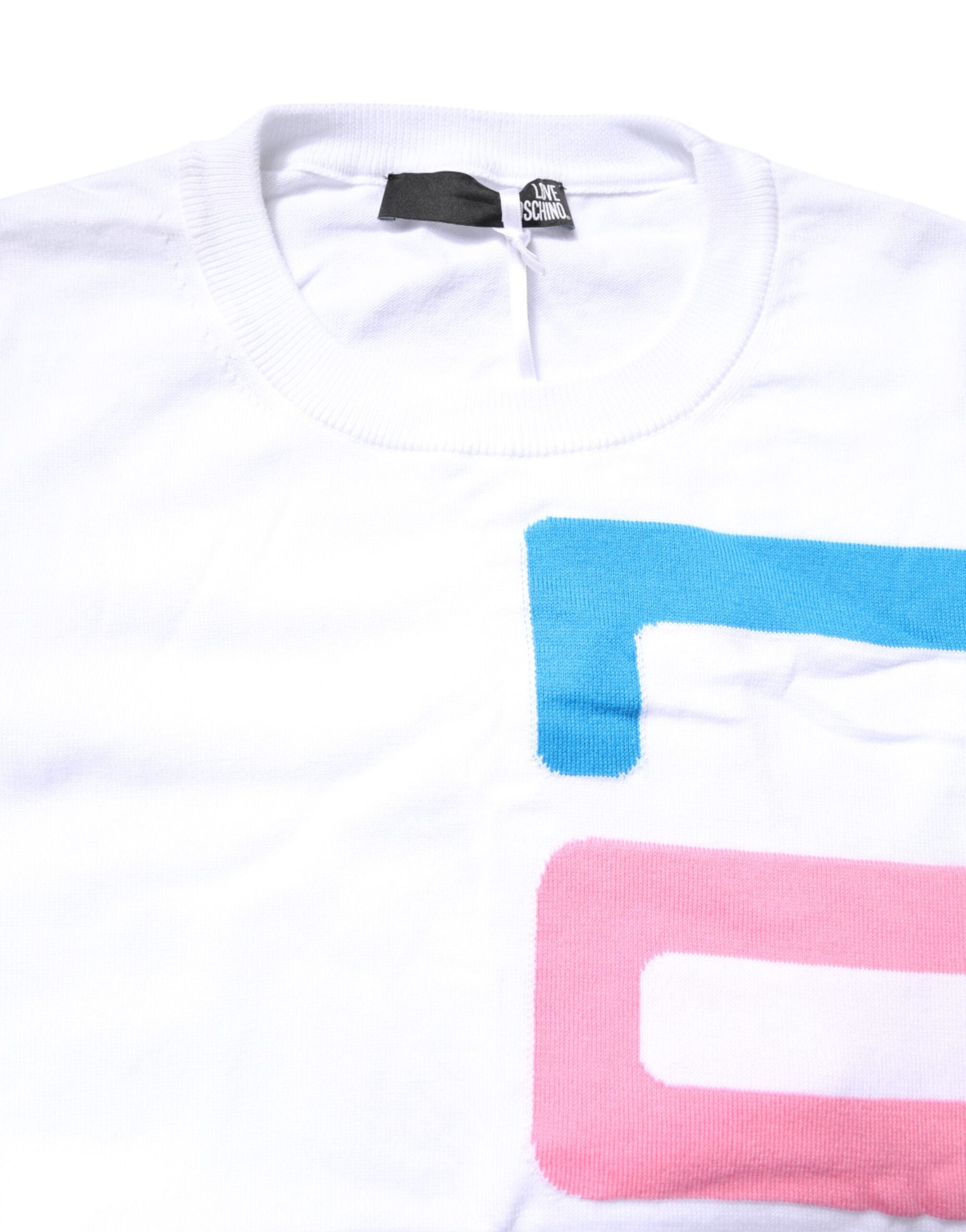 T-shirt manches longues en coton blanc à imprimé graphique Love Moschino
