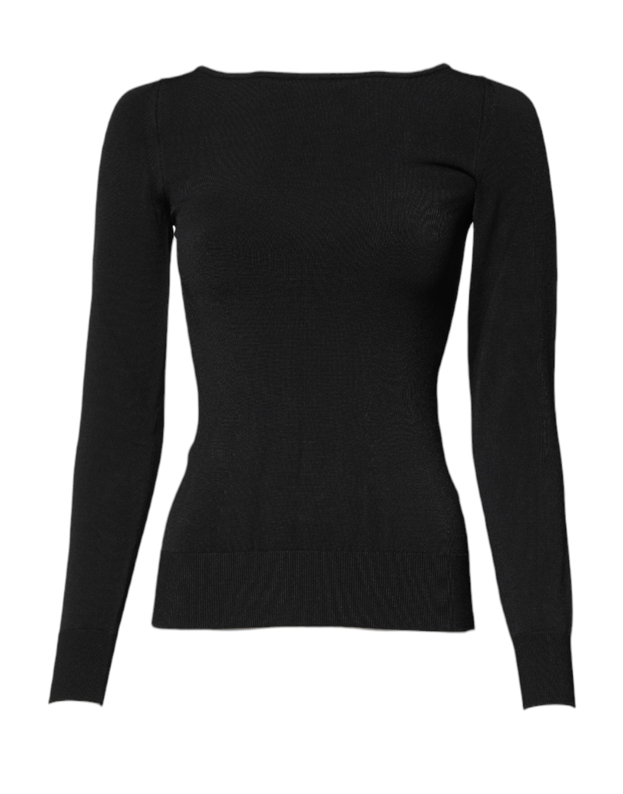 Pull à manches longues en viscose noire Dolce &amp; Gabbana