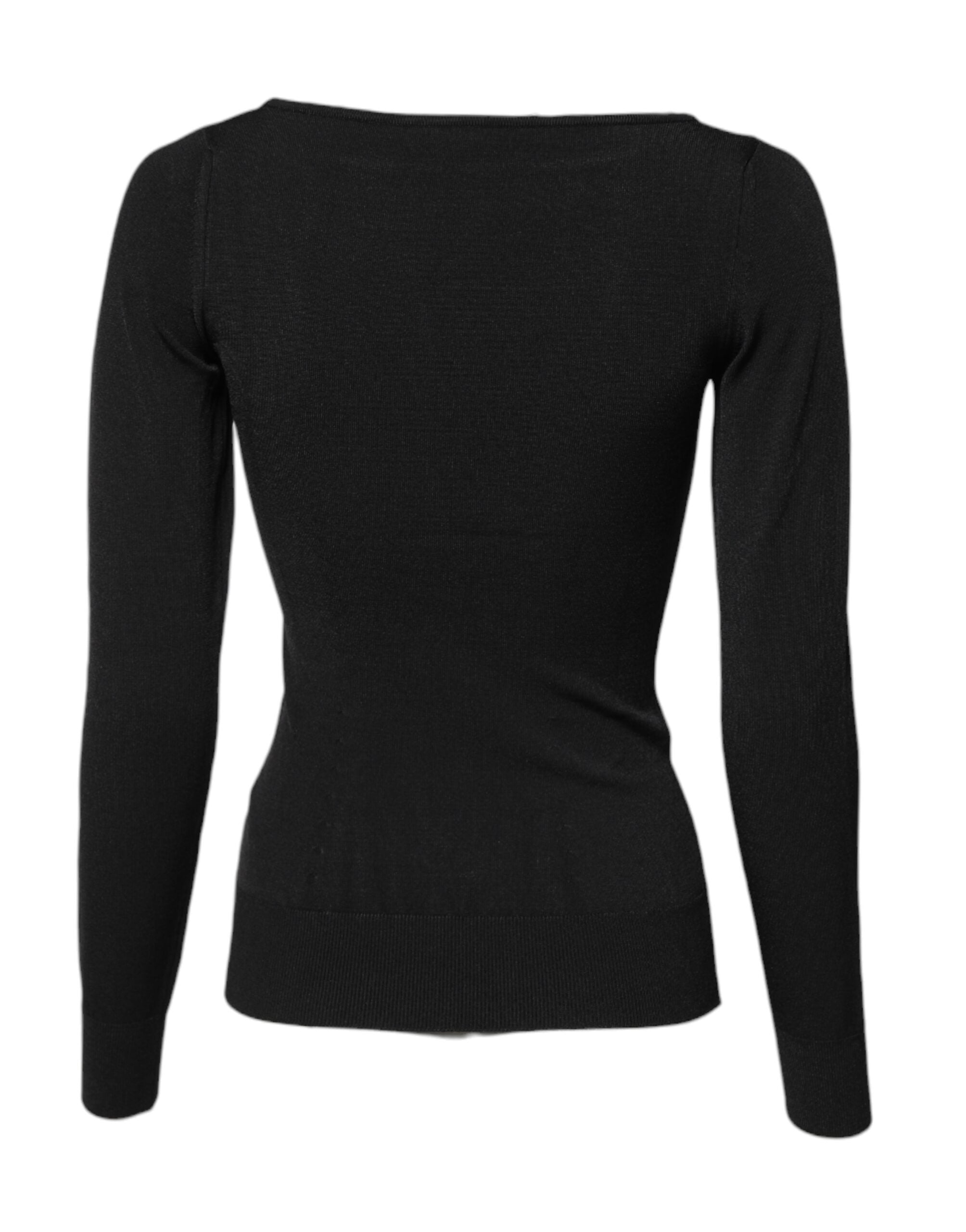Pull à manches longues en viscose noire Dolce &amp; Gabbana