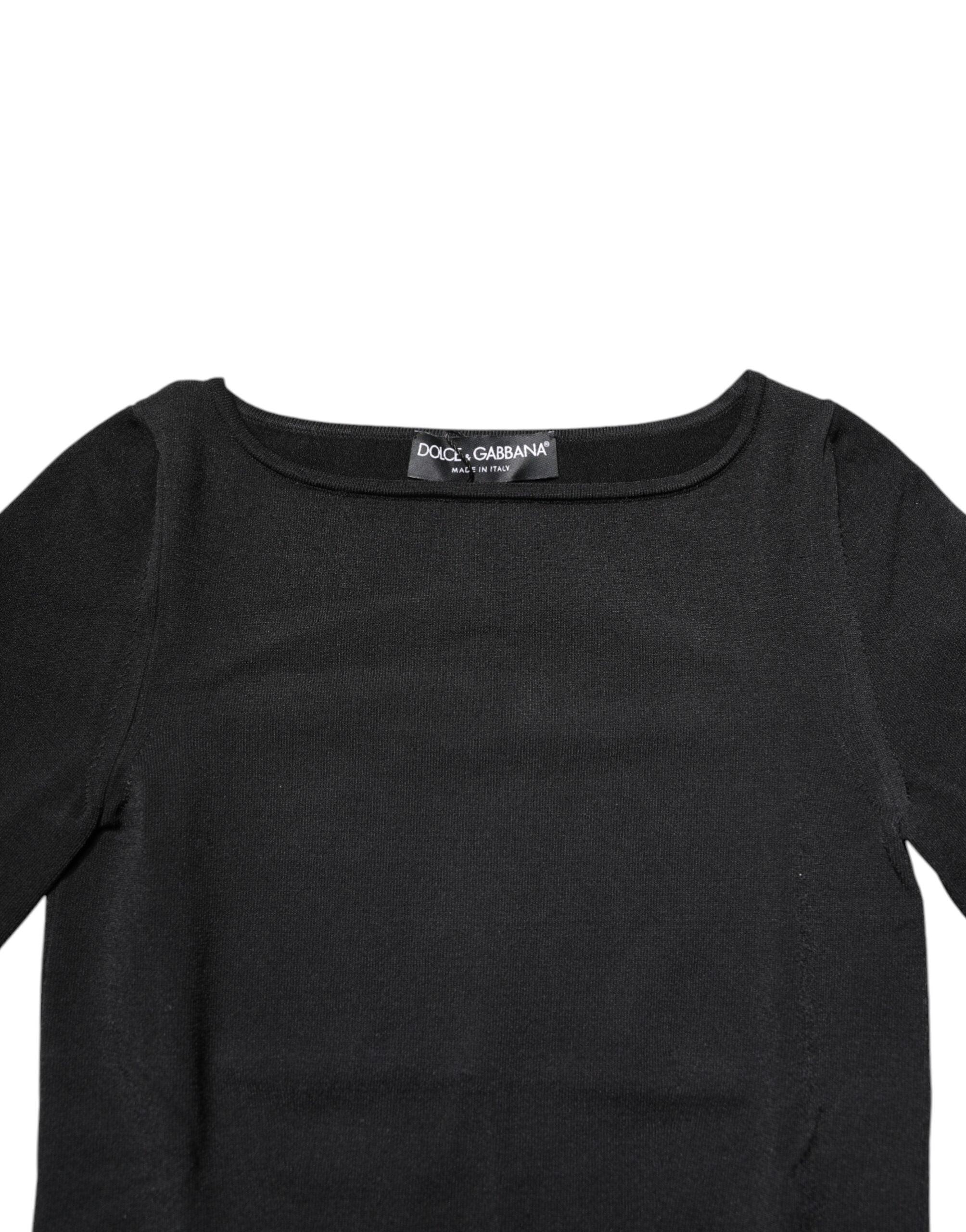 Pull à manches longues en viscose noire Dolce &amp; Gabbana