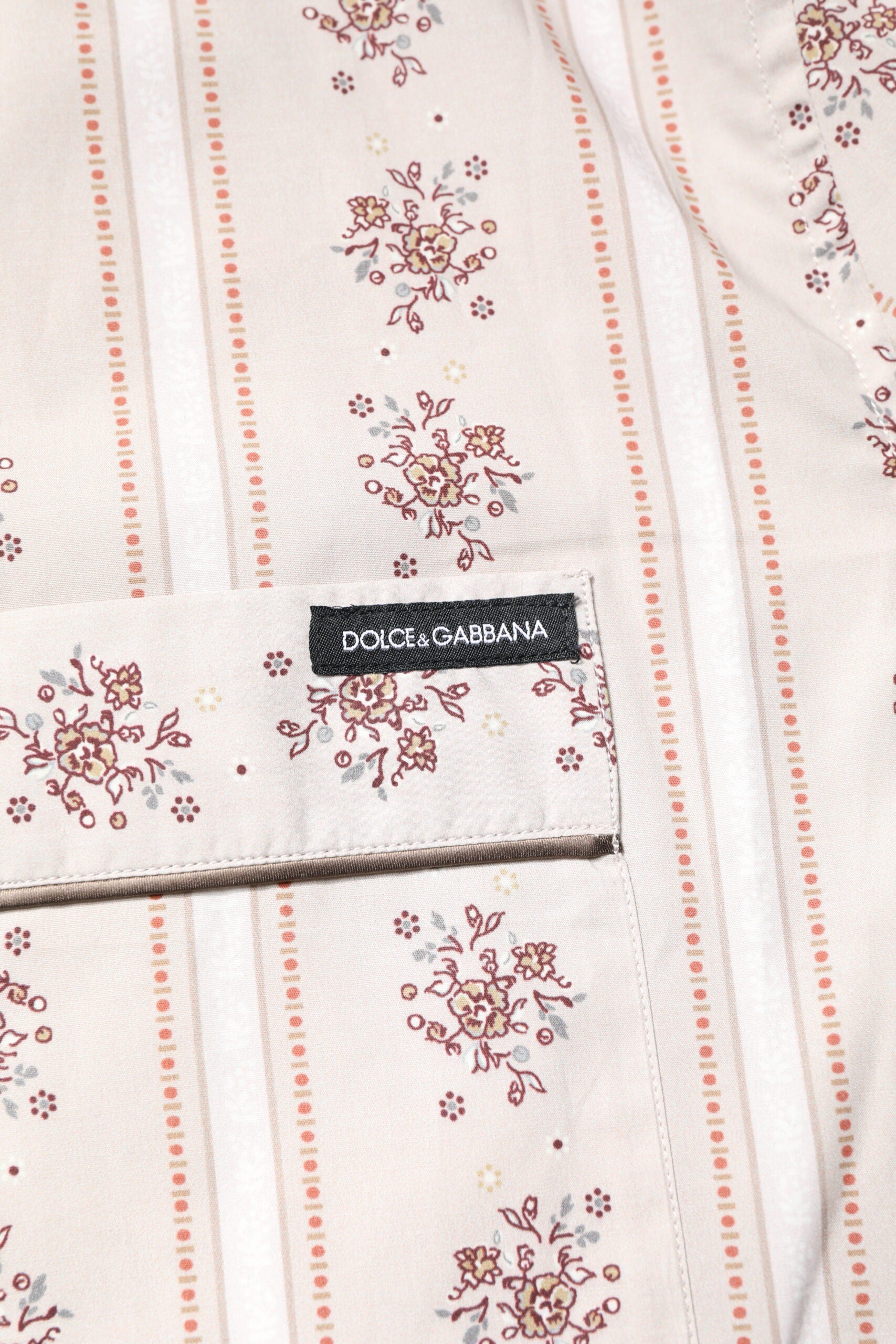 Dolce &amp; Gabbana Beige Herren-Pyjama-Set aus Baumwolle mit Blumendruck