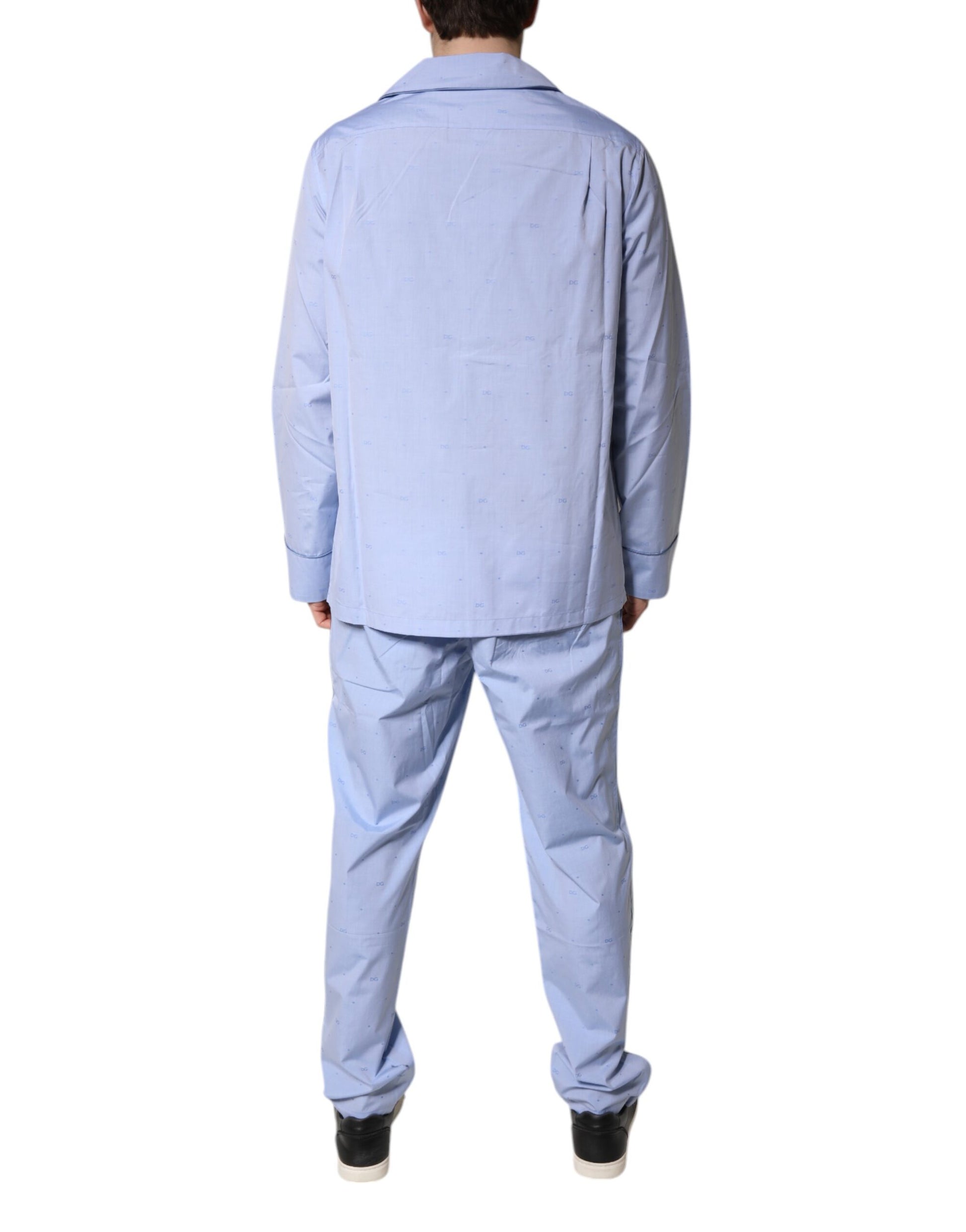 Dolce &amp; Gabbana Hellblaues Pyjama-Set aus Baumwolle mit DG-Logo für Herren