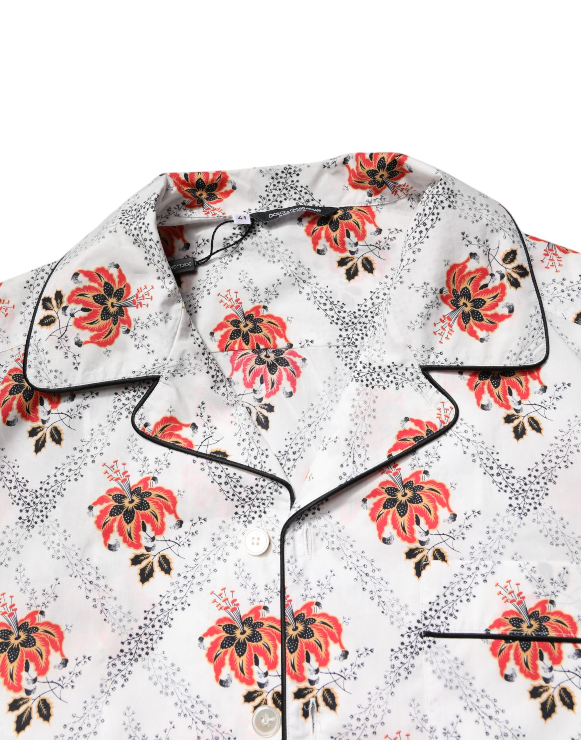 Dolce &amp; Gabbana Pyjama-Set aus Baumwolle mit mehrfarbigem Blumendruck, Nachtwäsche