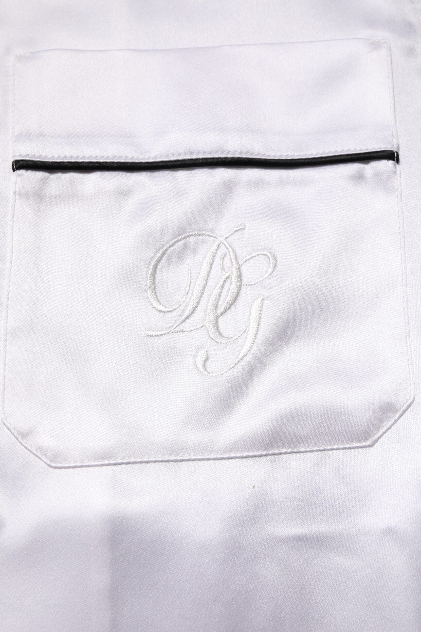 Dolce &amp; Gabbana Weiß Satin Seide Männer Pyjama Set Nachtwäsche