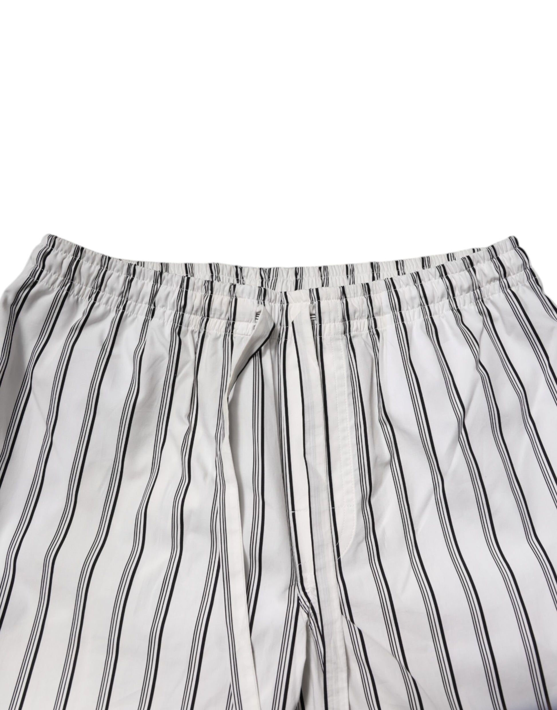 Dolce &amp; Gabbana Weiß Schwarz Streifen Baumwolle Männer Pyjama Set Nachtwäsche