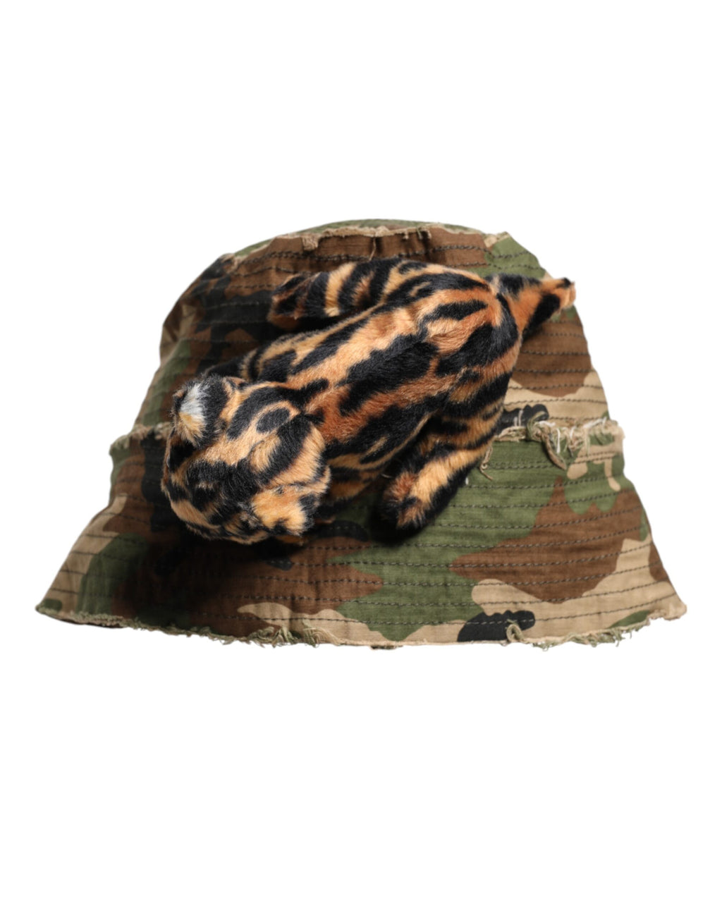 Dolce &amp; Gabbana – Mehrfarbiger Fischerhut mit breiter Krempe und Leopardenverzierung