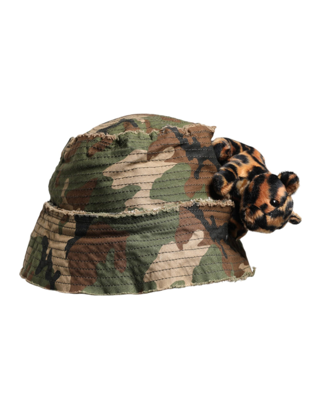 Dolce &amp; Gabbana – Mehrfarbiger Fischerhut mit breiter Krempe und Leopardenverzierung