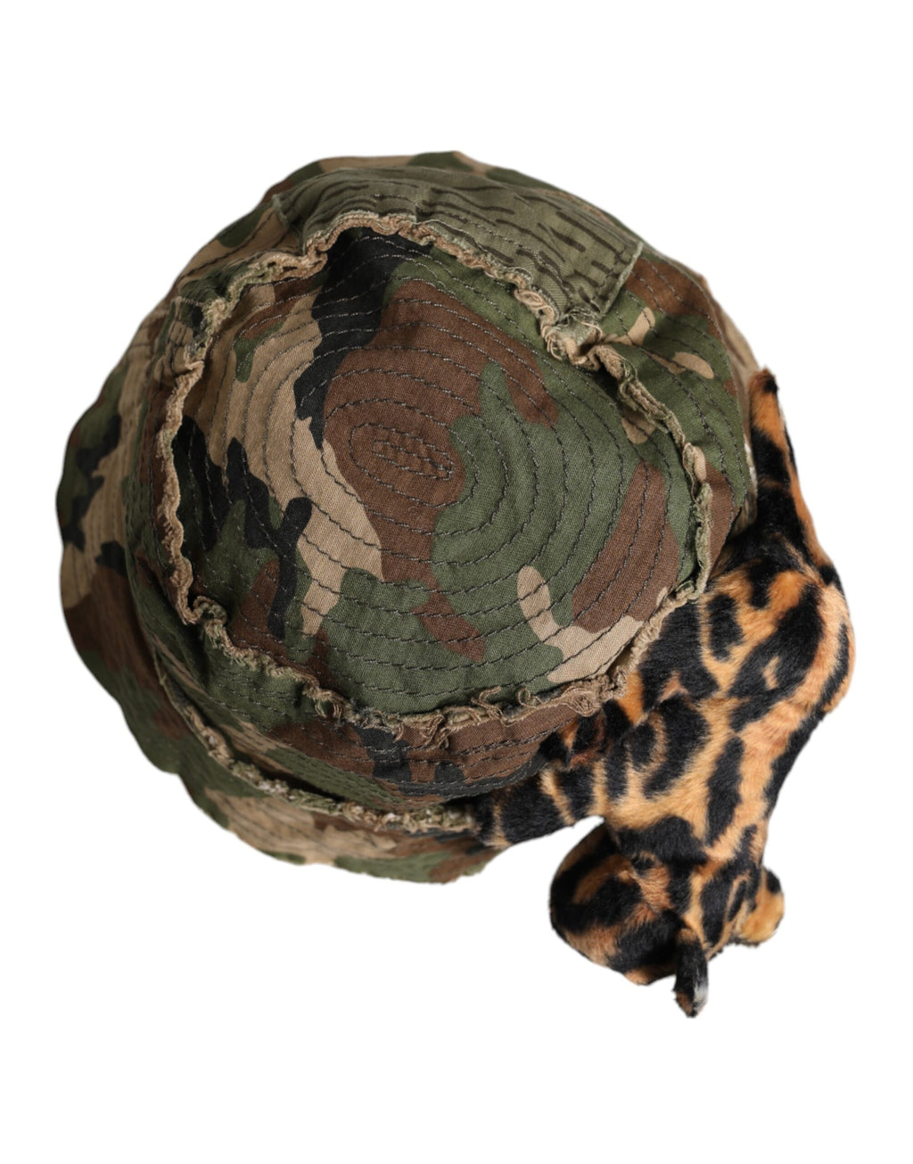 Dolce &amp; Gabbana – Mehrfarbiger Fischerhut mit breiter Krempe und Leopardenverzierung