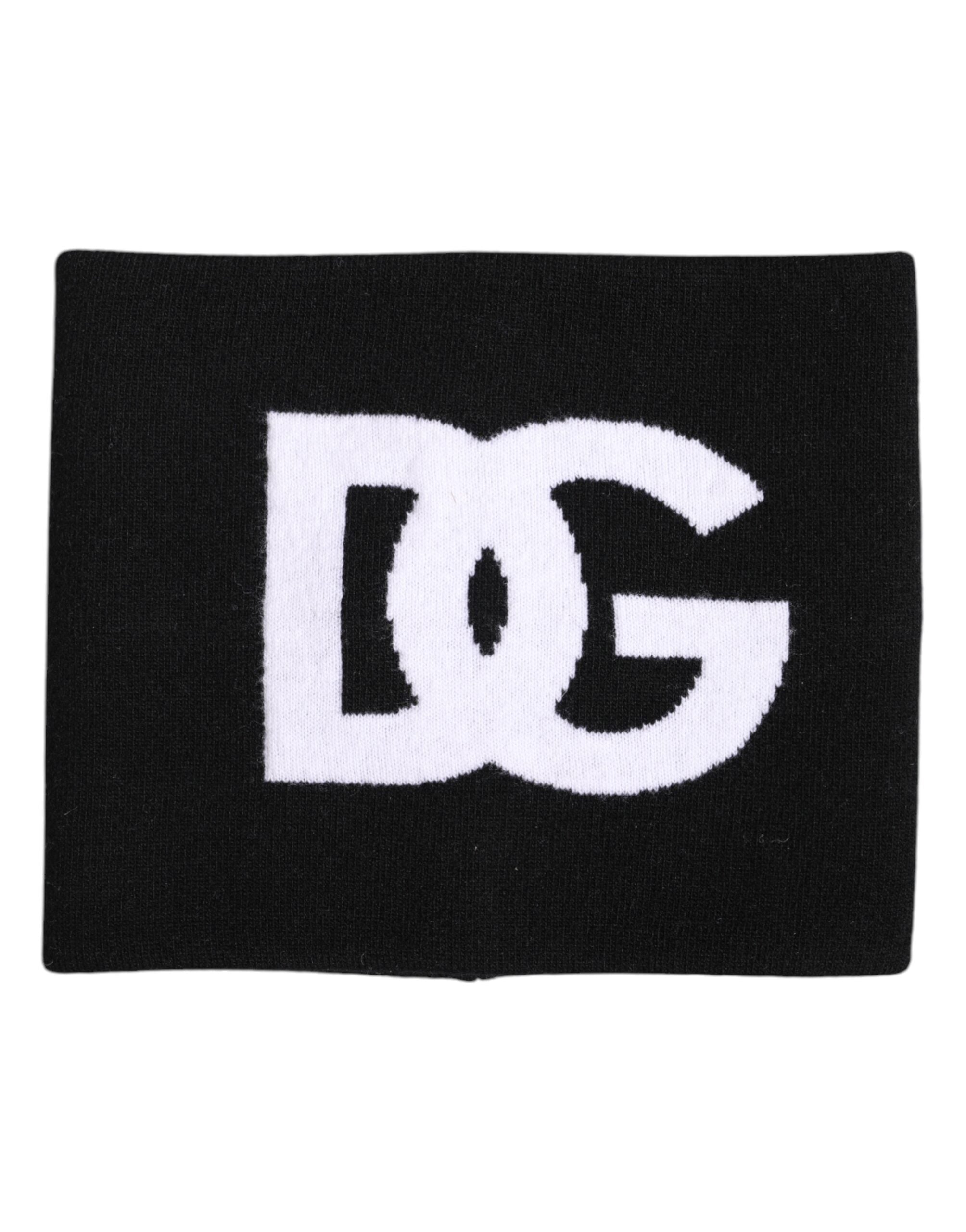 Écharpe cache-cou en tricot à imprimé logo noir et blanc Dolce &amp; Gabbana