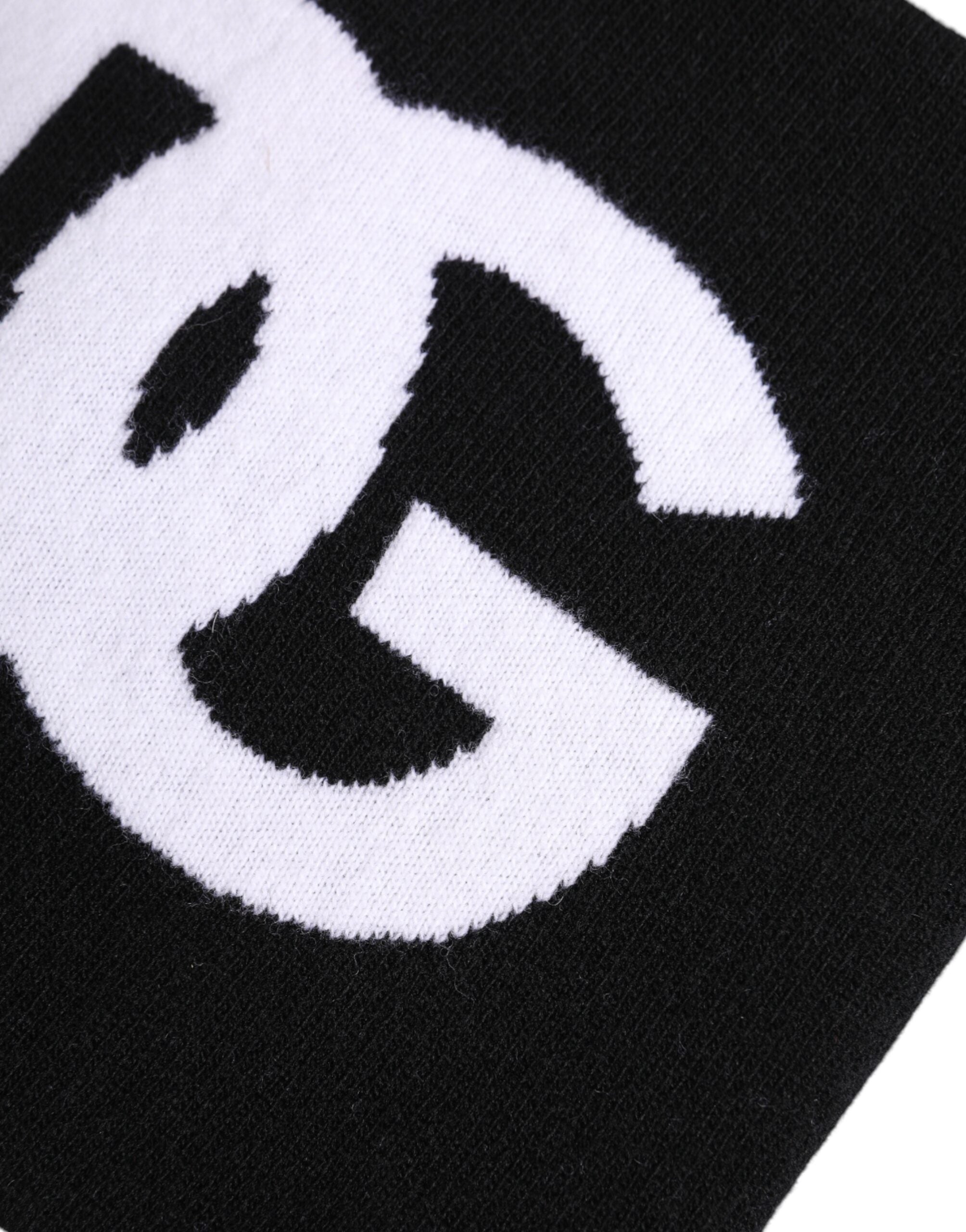 Écharpe cache-cou en tricot à imprimé logo noir et blanc Dolce &amp; Gabbana