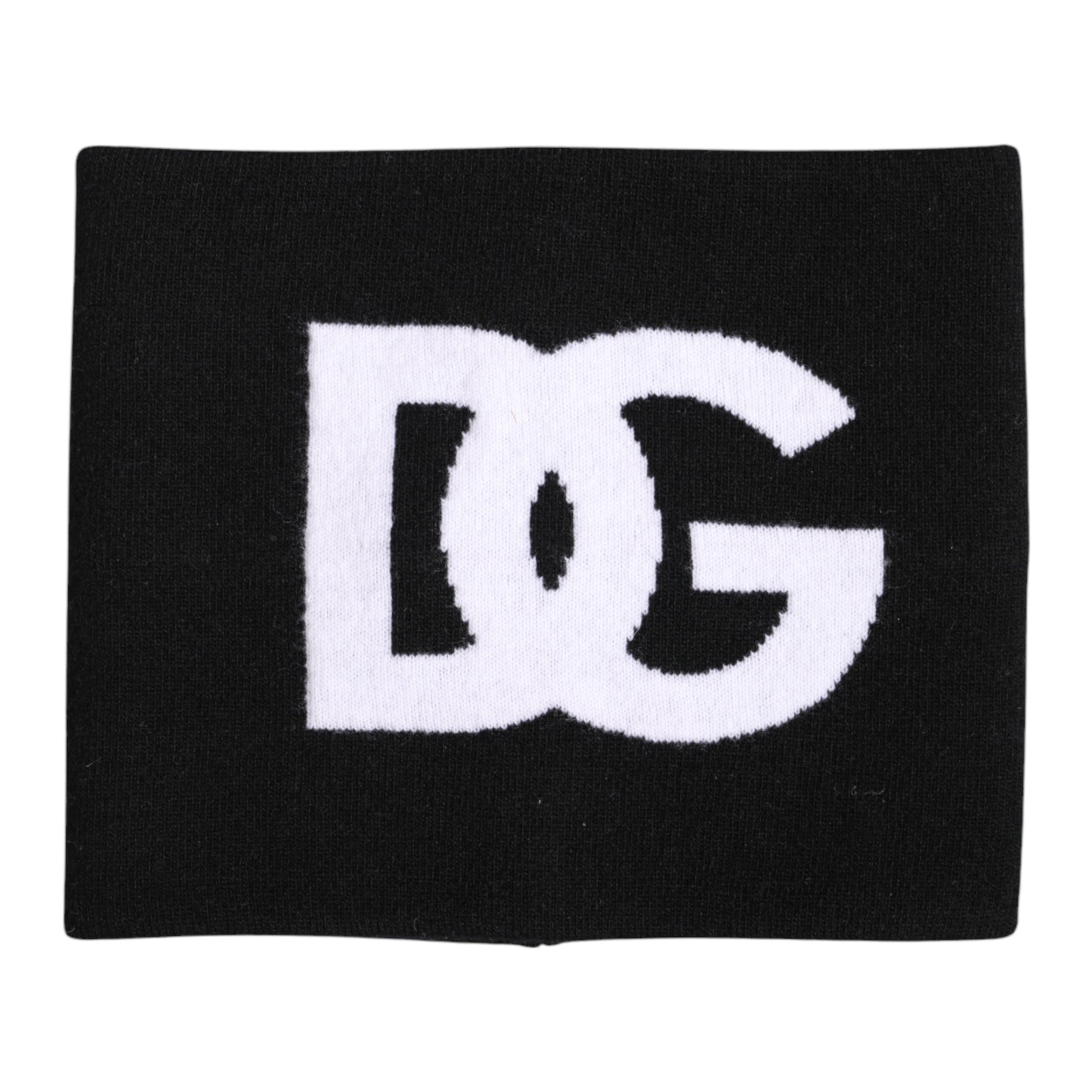Écharpe cache-cou en tricot à imprimé logo noir et blanc Dolce &amp; Gabbana